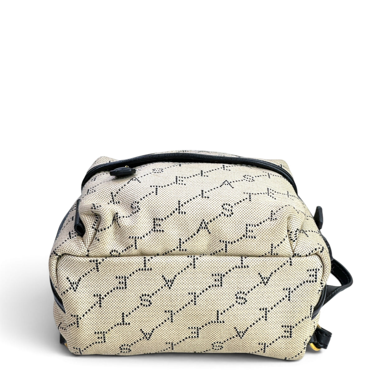 Stella Mccartney Logo Print Mini Beige Canvas Backpack