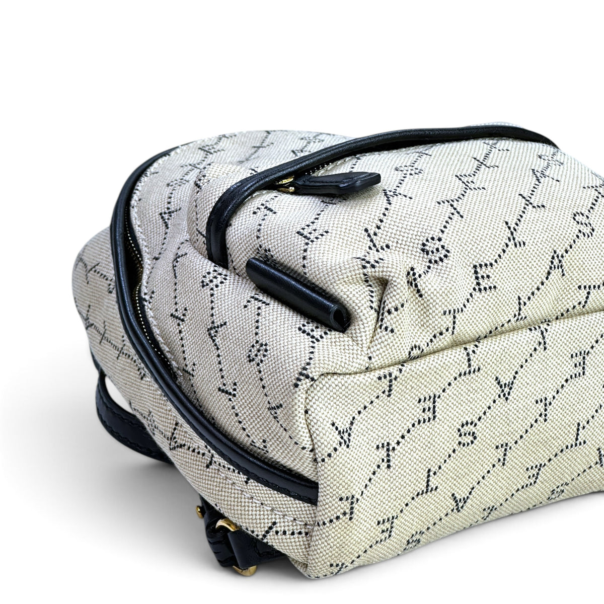 Stella Mccartney Logo Print Mini Beige Canvas Backpack