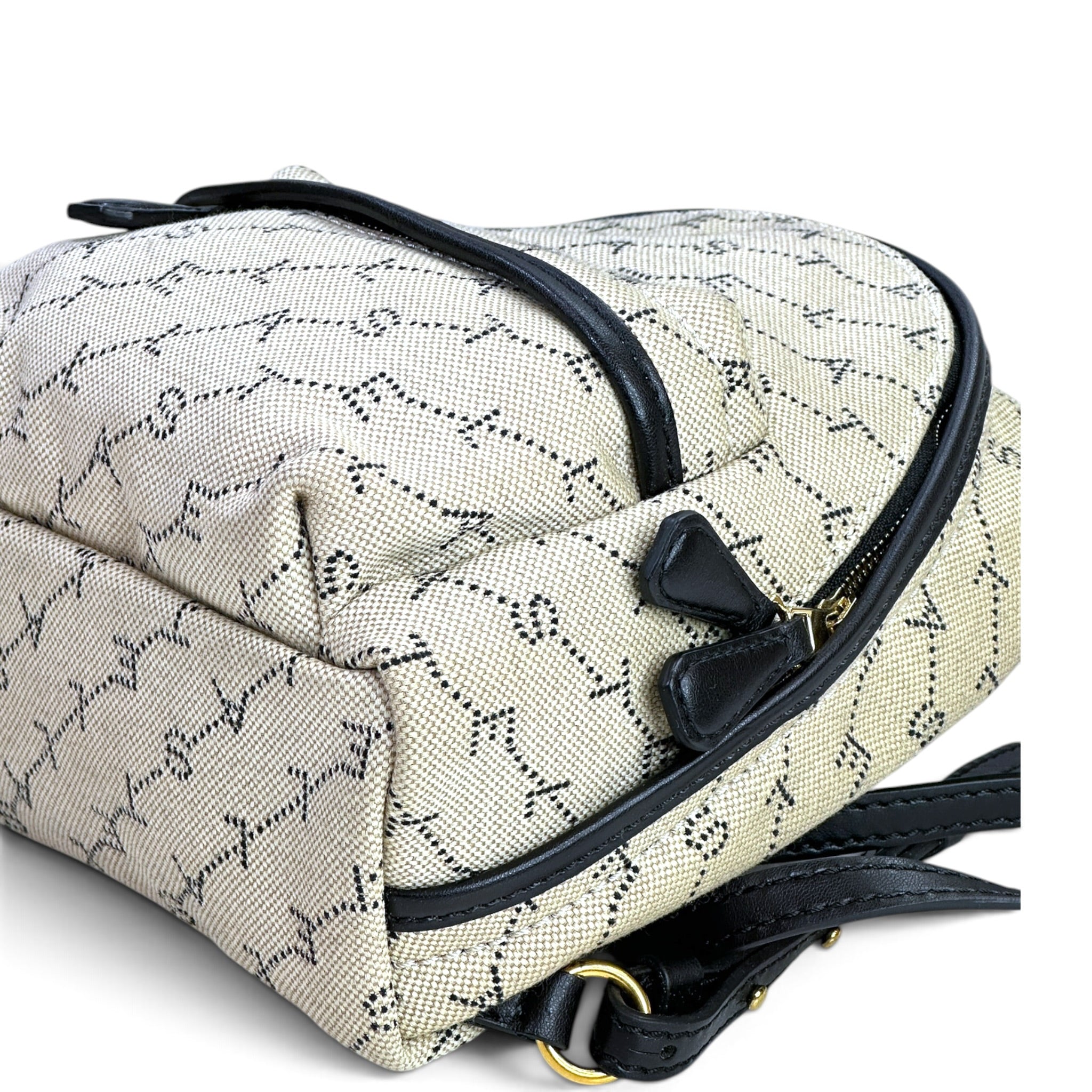 Stella Mccartney Logo Print Mini Beige Canvas Backpack