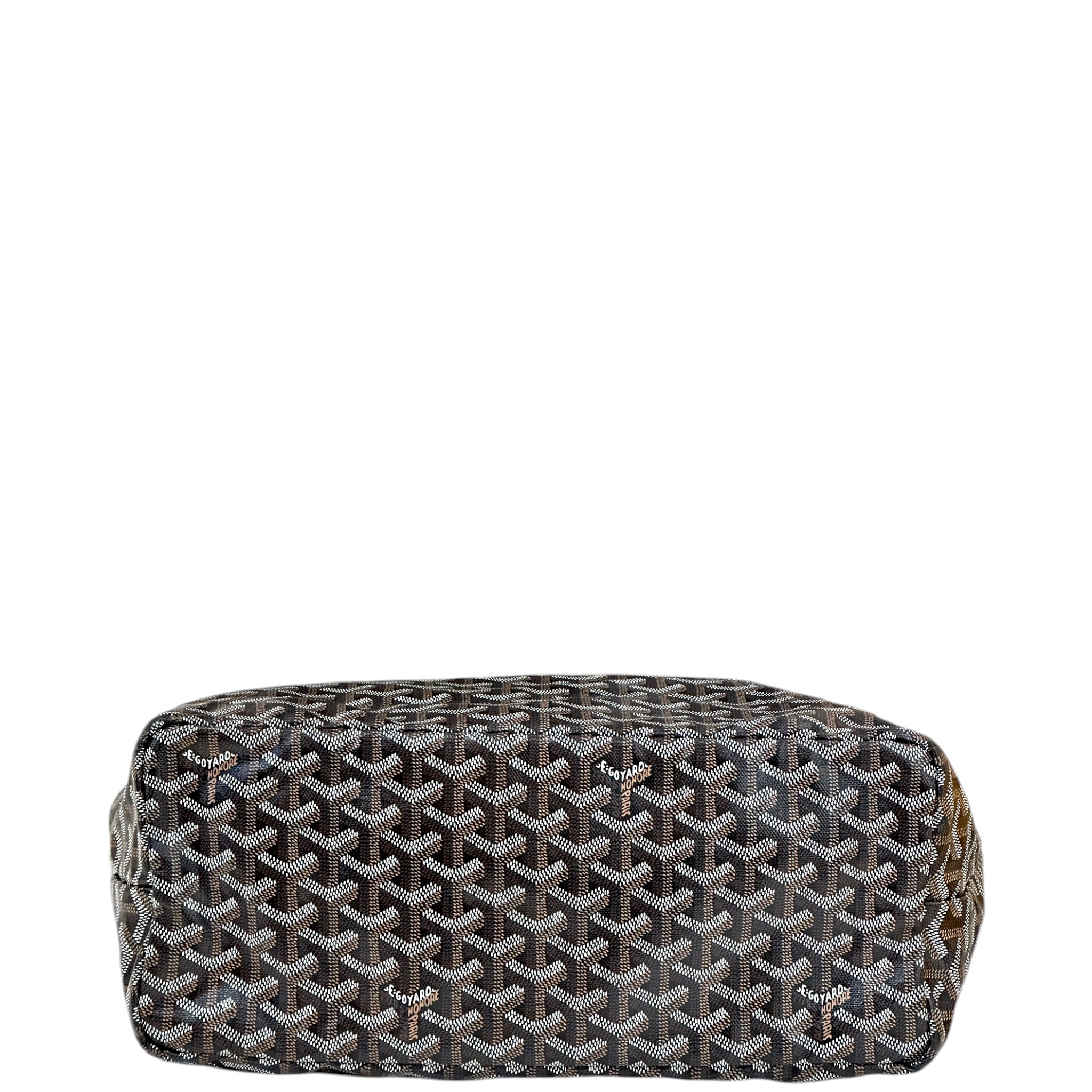 Goyard St Louis PM Tote Black/Tan Goyardine