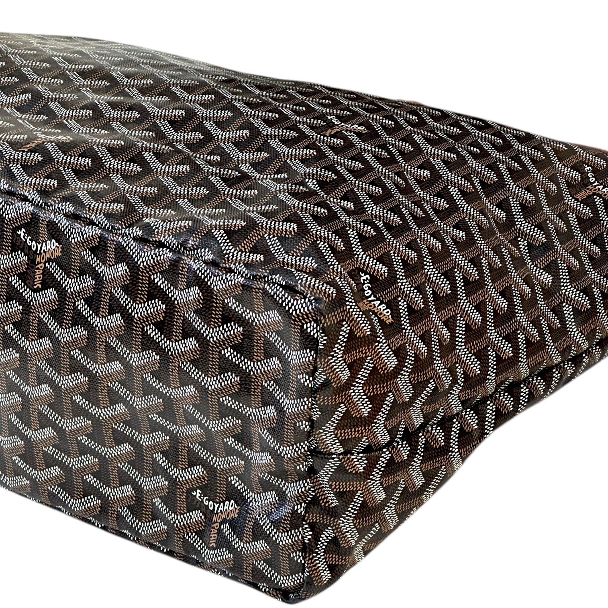 Goyard St Louis PM Tote Black/Tan Goyardine