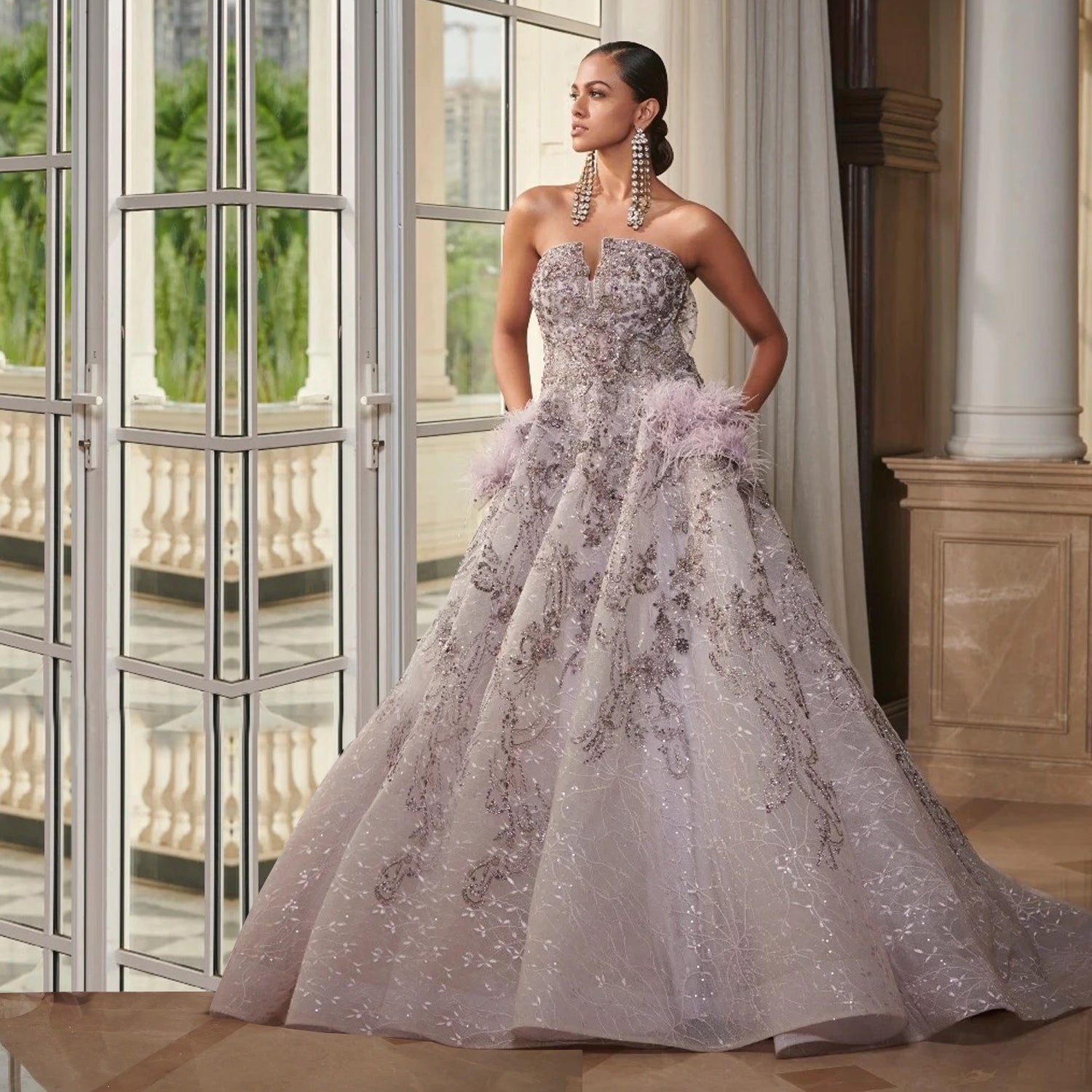 Estelle&quot; Pale Mauve Tulle Bridal Gown