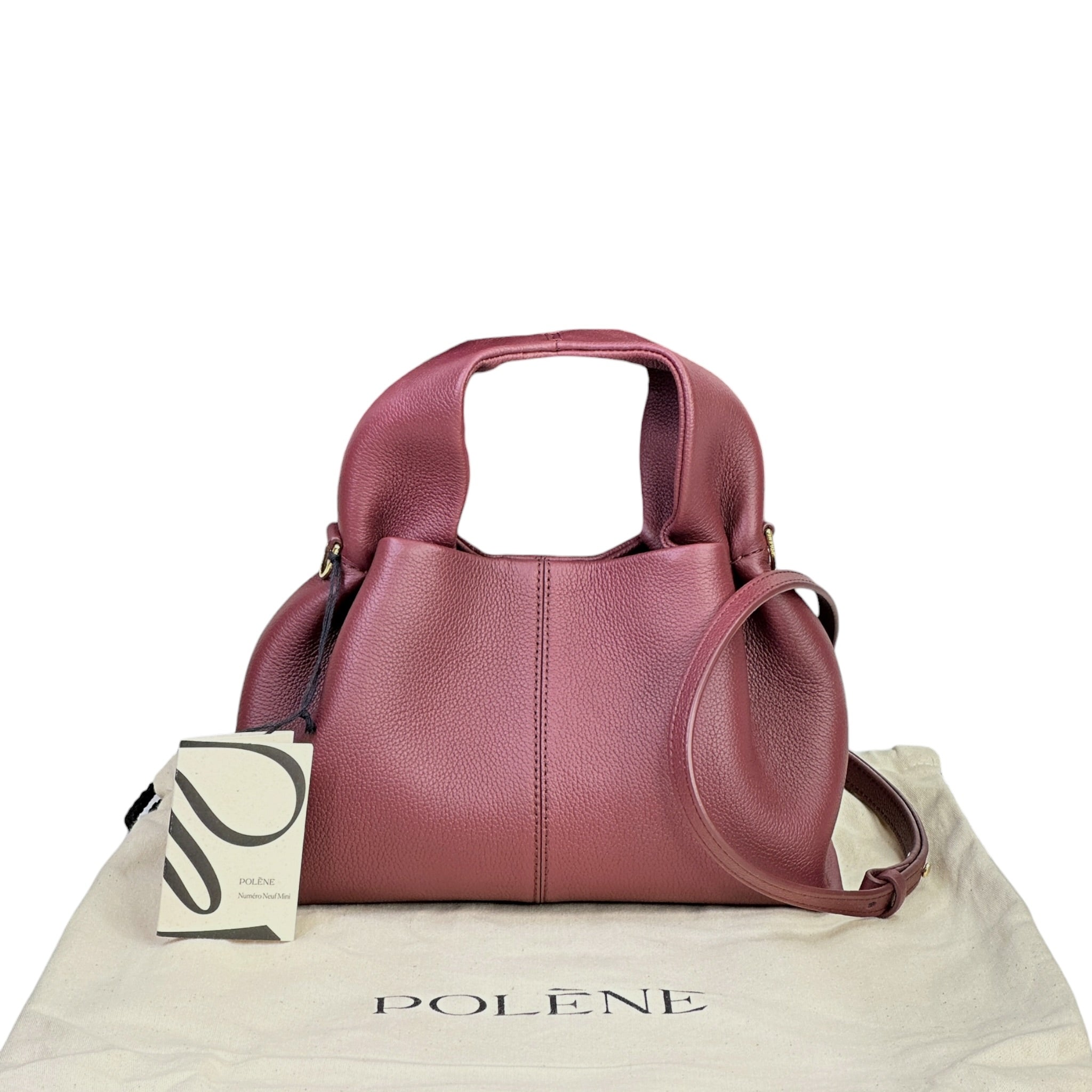 Polene Numero Nuef Mini Back Cherry Leather Handbag