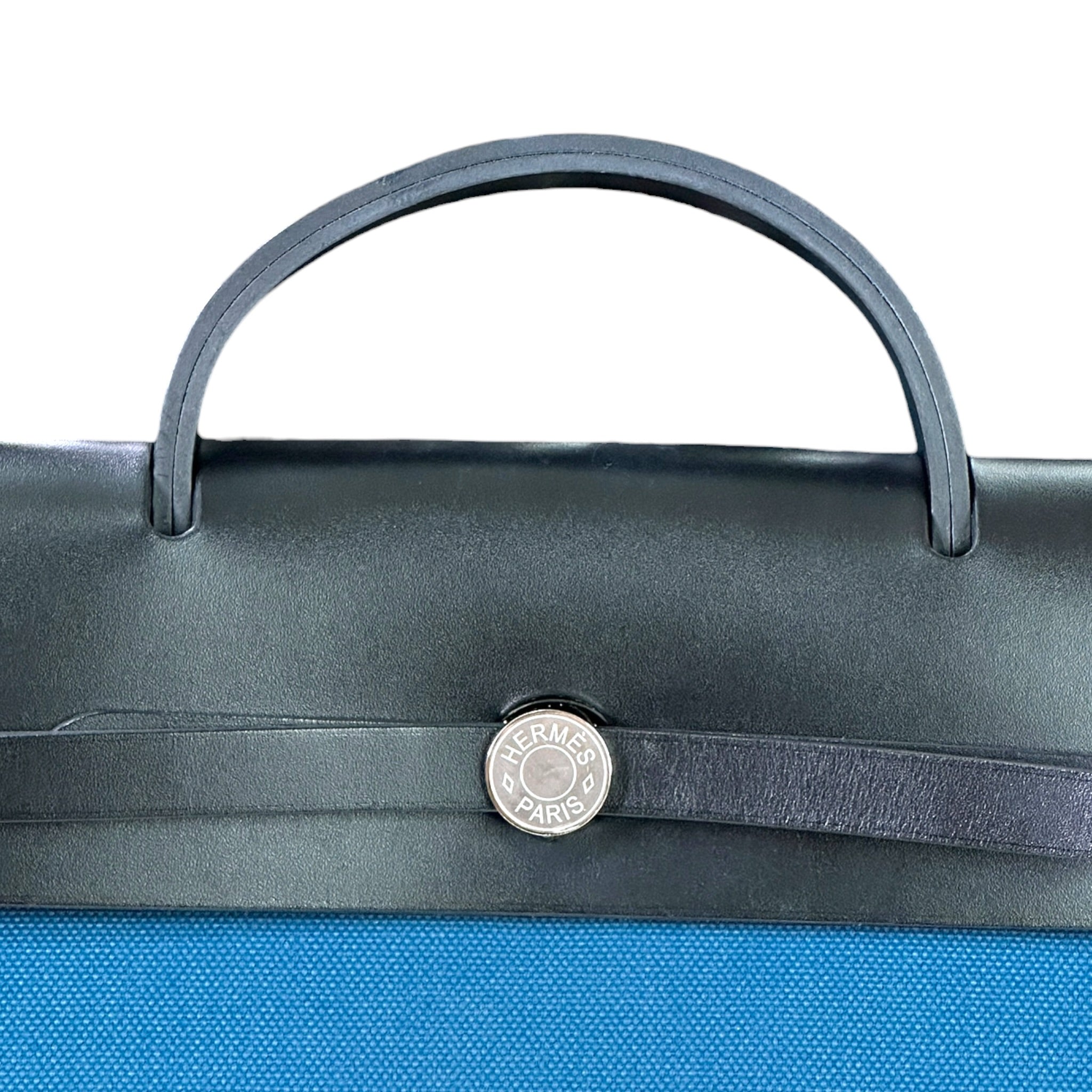 Hermès Herbag Messenger 39 Blue Canvas PHW