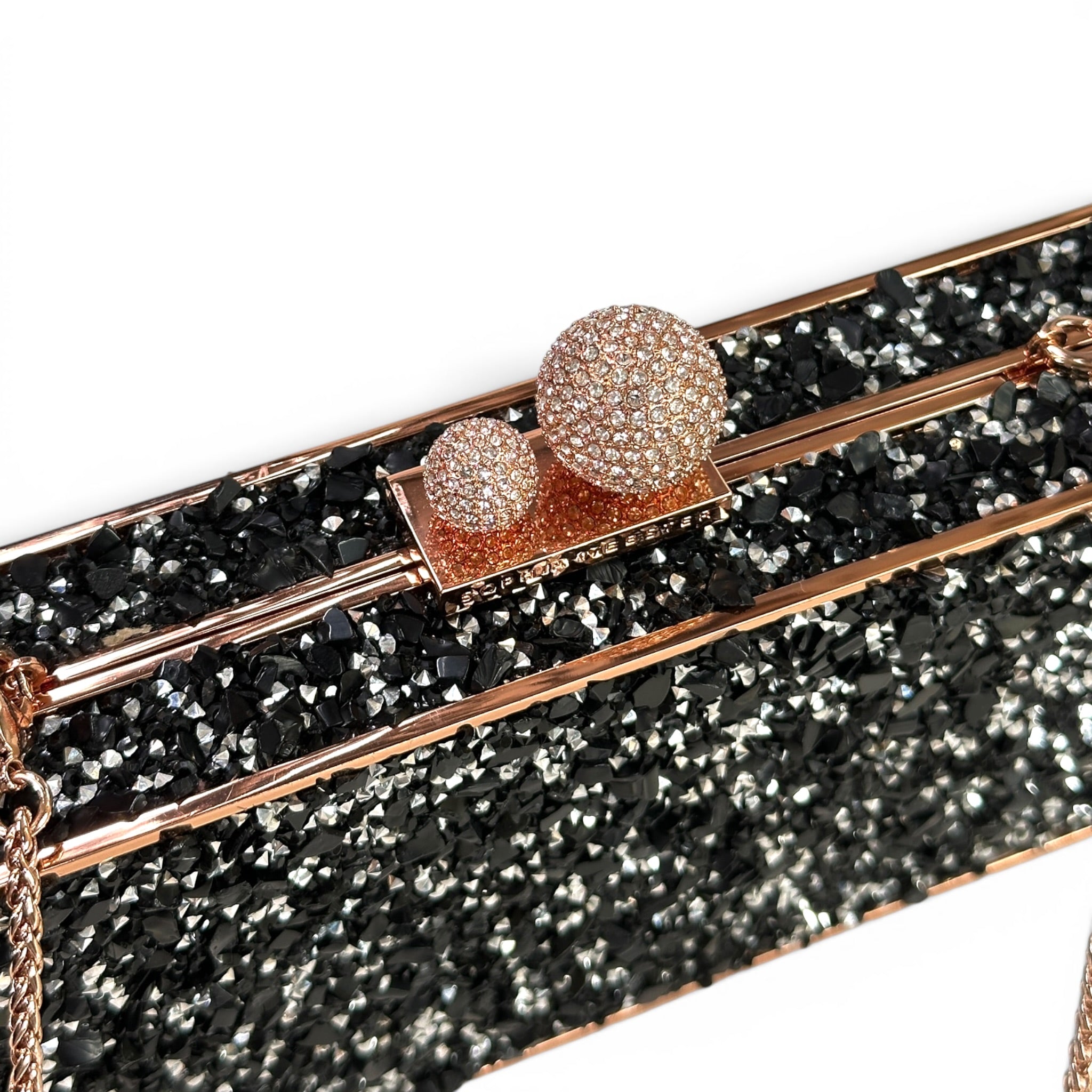 Sophia Webster Clara Black Glitter Box Clutch