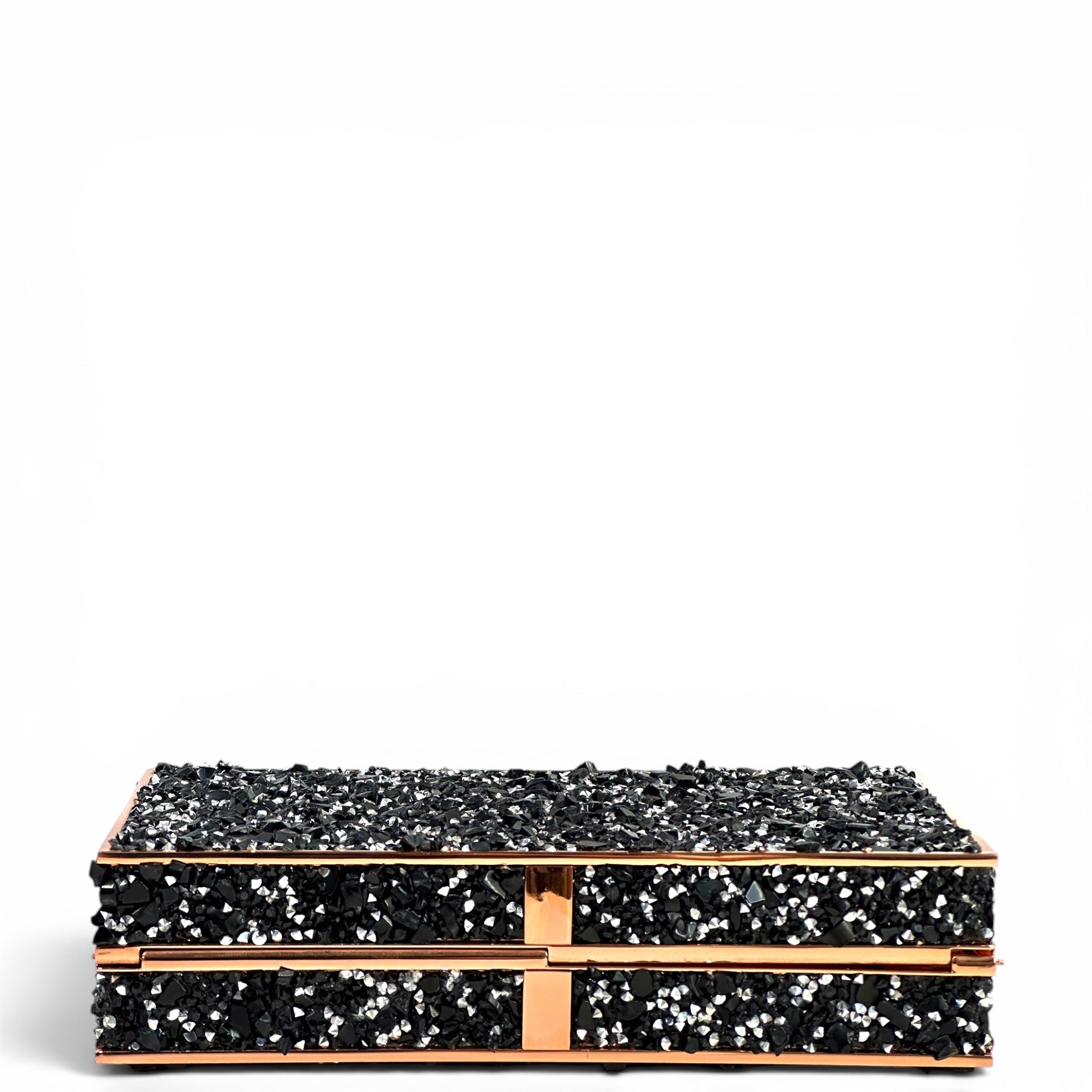 Sophia Webster Clara Black Glitter Box Clutch
