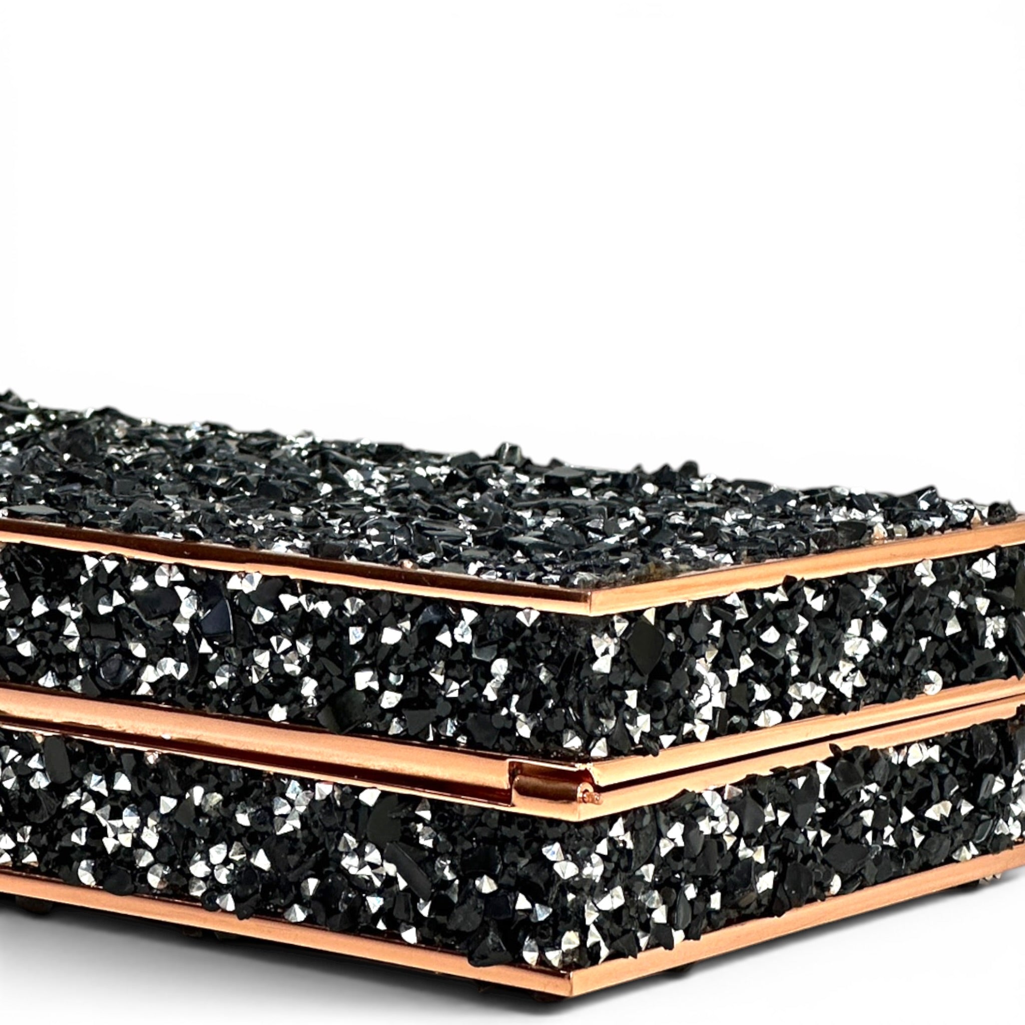 Sophia Webster Clara Black Glitter Box Clutch