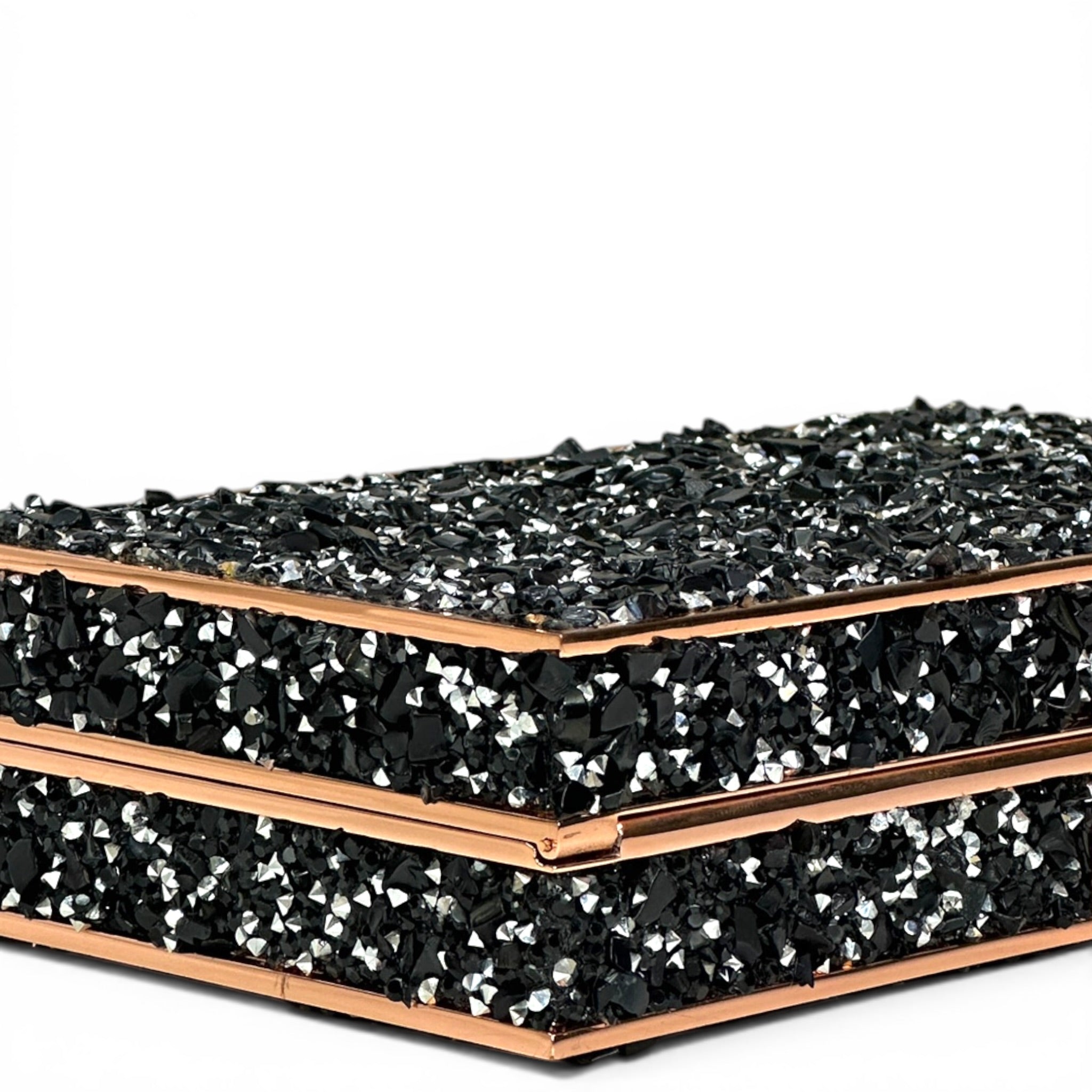 Sophia Webster Clara Black Glitter Box Clutch