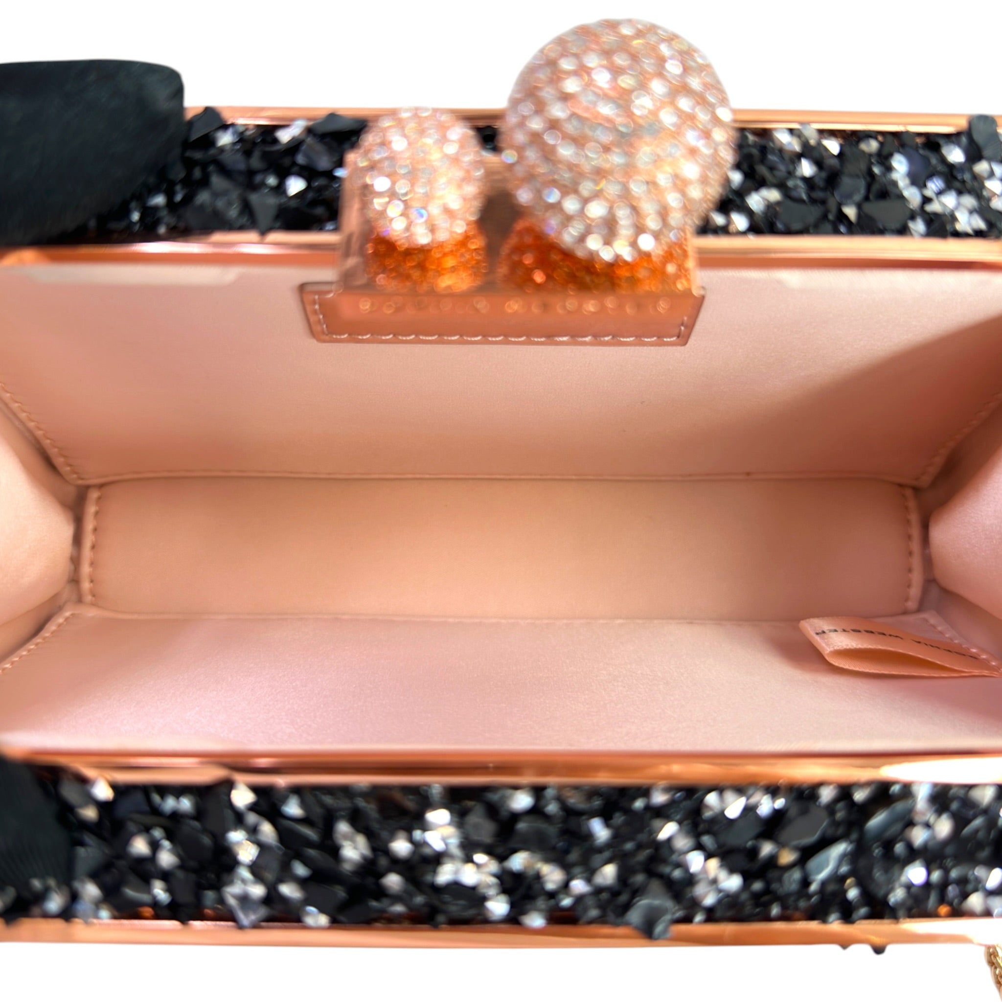 Sophia Webster Clara Black Glitter Box Clutch