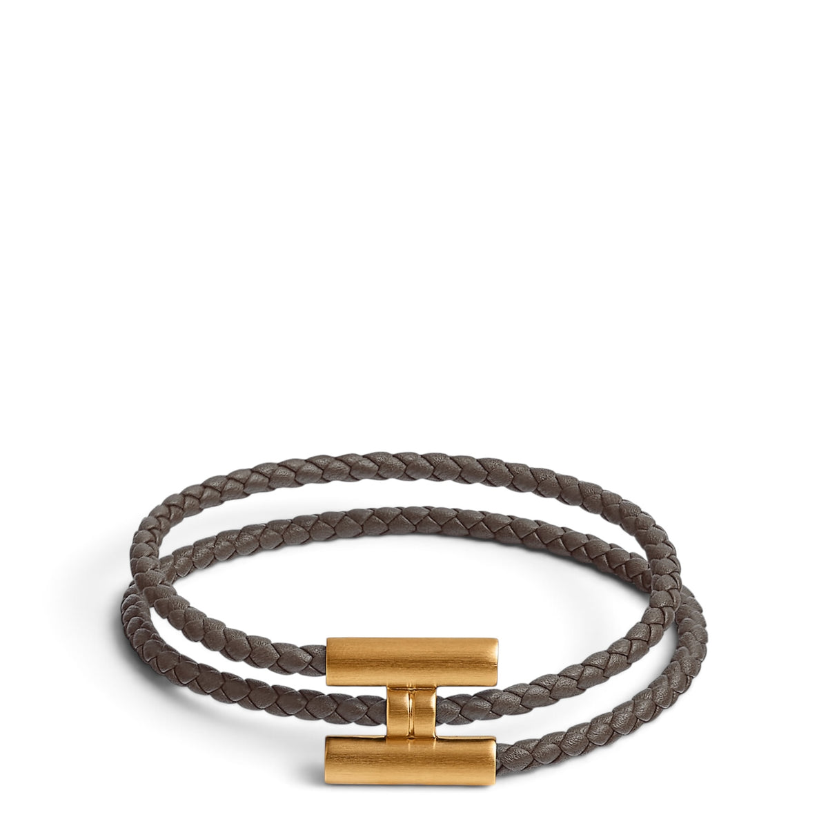 Hermes Tornis Tresse Grey Leather Bracelet