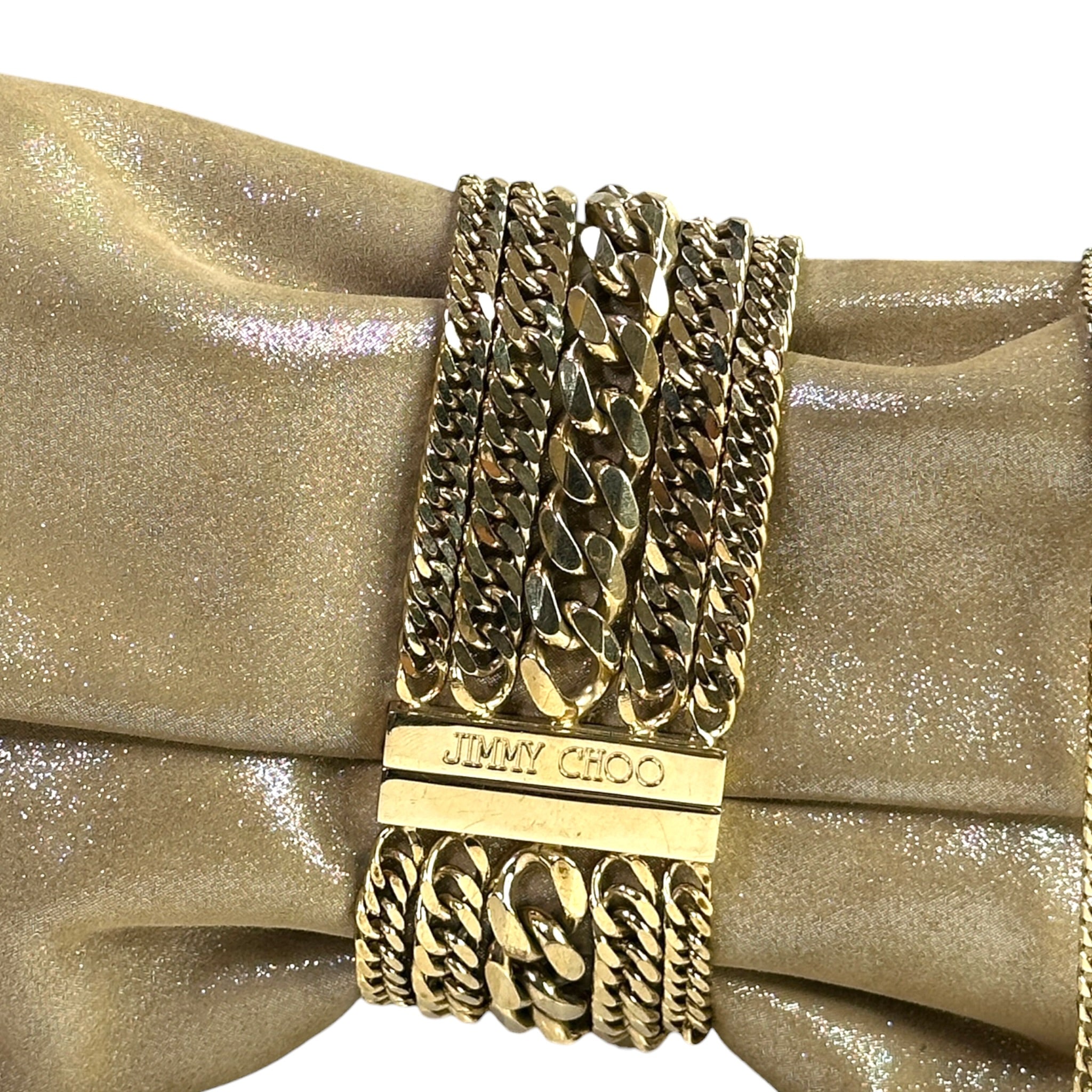 Jimmy Choo Chandra Gold Shimmery Leather Clutch