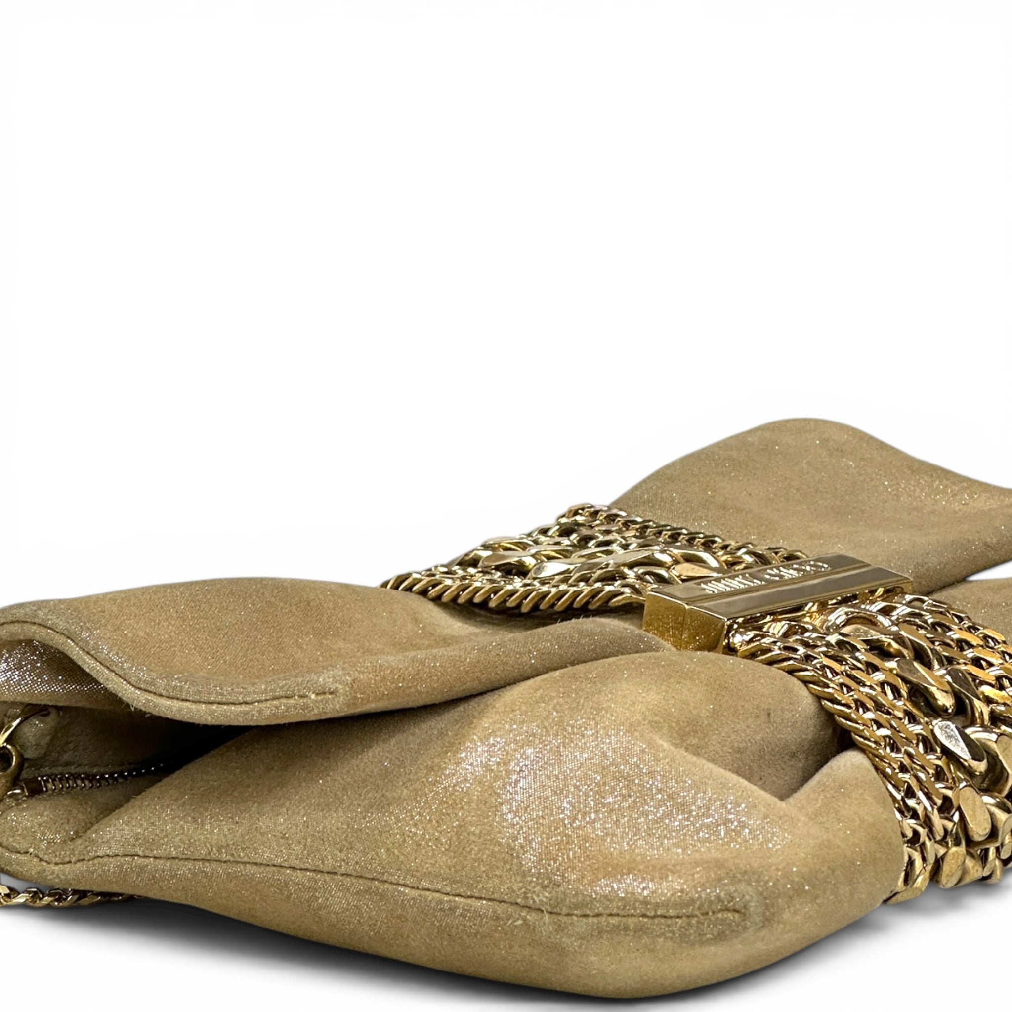 Jimmy Choo Chandra Gold Shimmery Leather Clutch