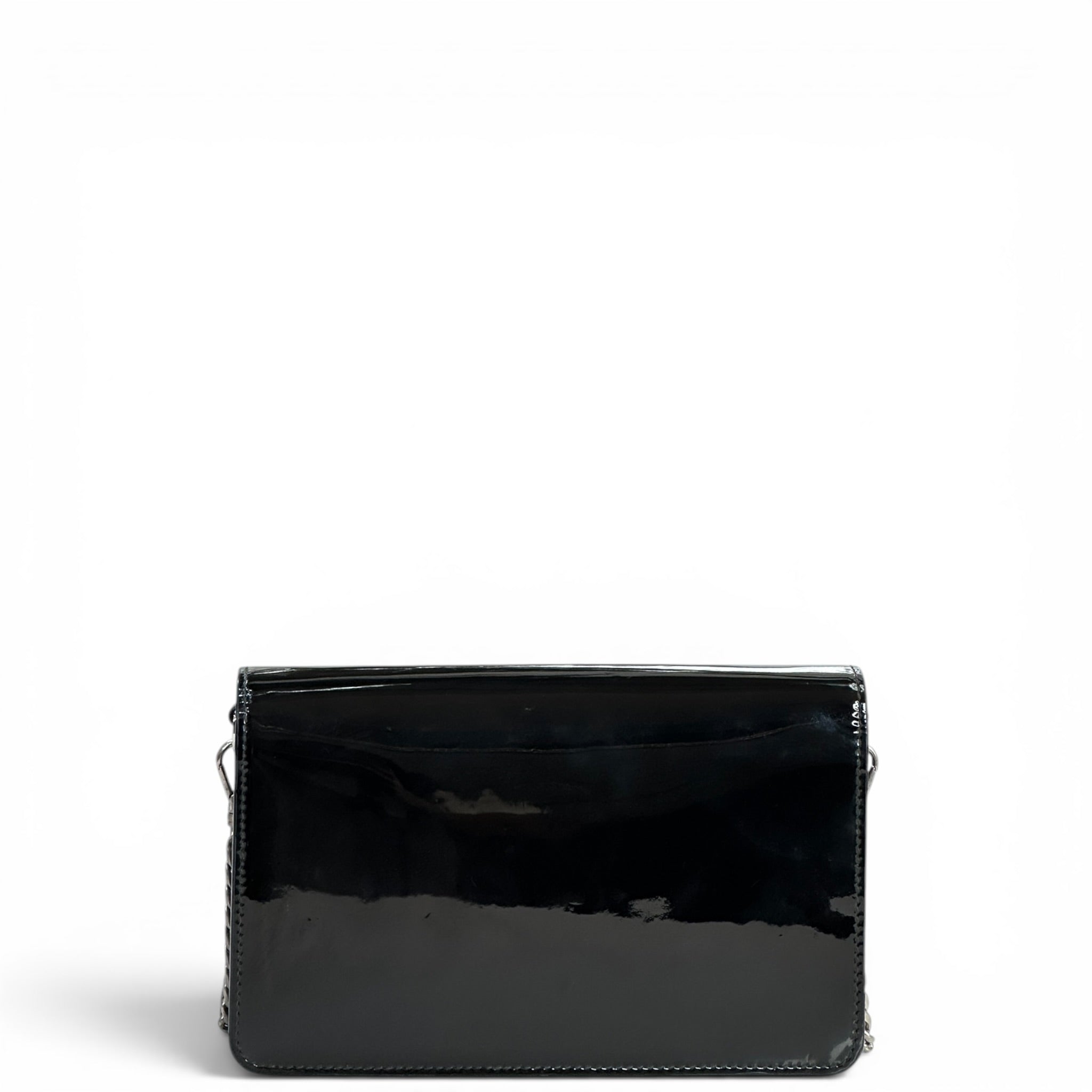 Miu Miu Chain Wallet Black Patent Leather