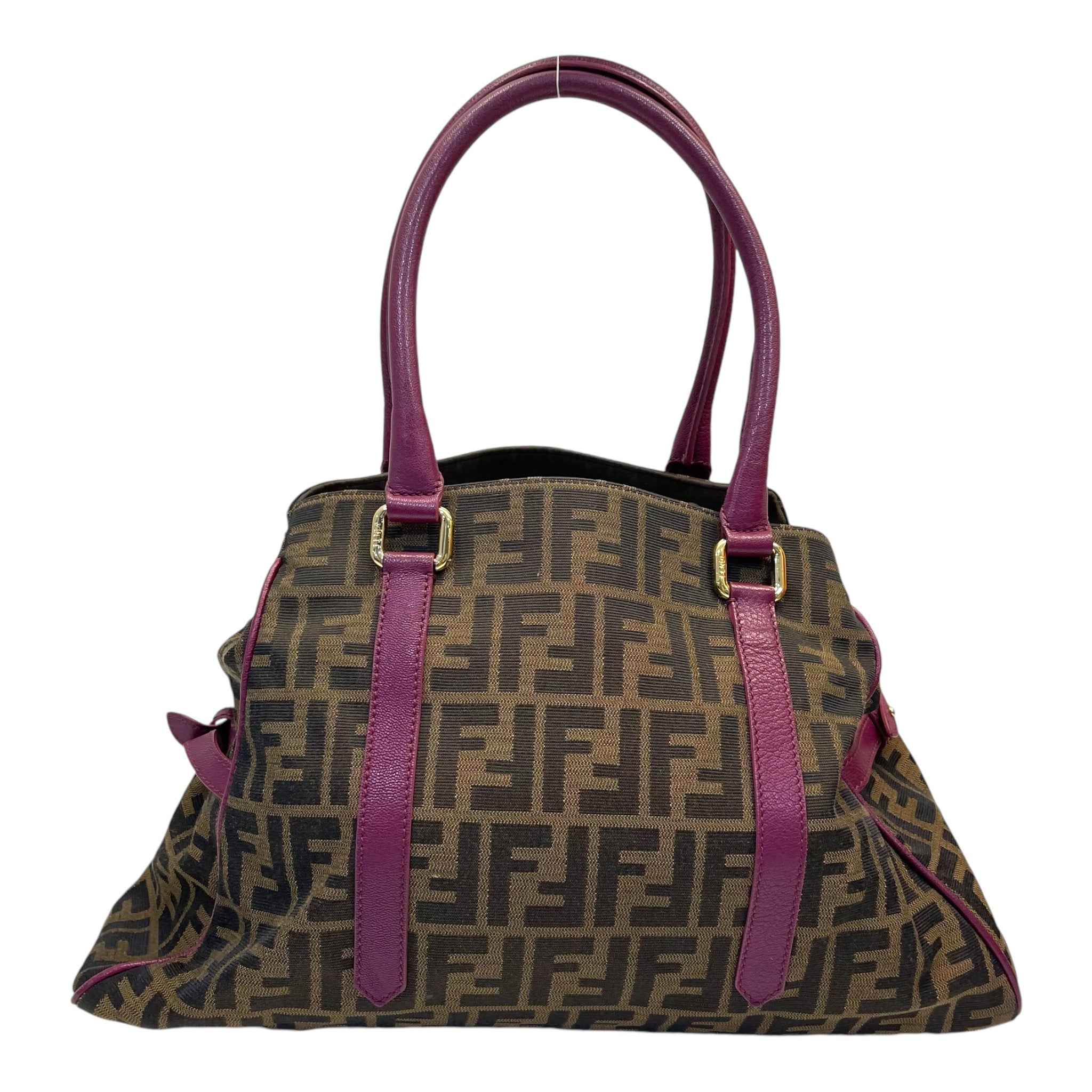 Fendi Tobacco/Purple Zucca Canvas and Suede Medium Chef De Jour Bag