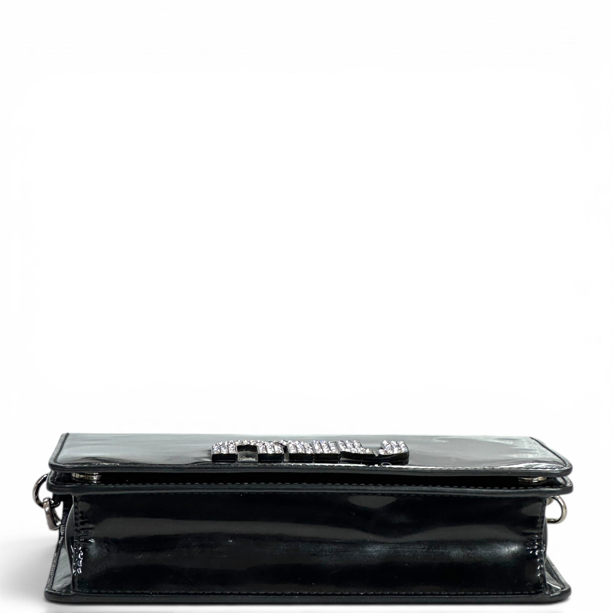 Miu Miu Chain Wallet Black Patent Leather