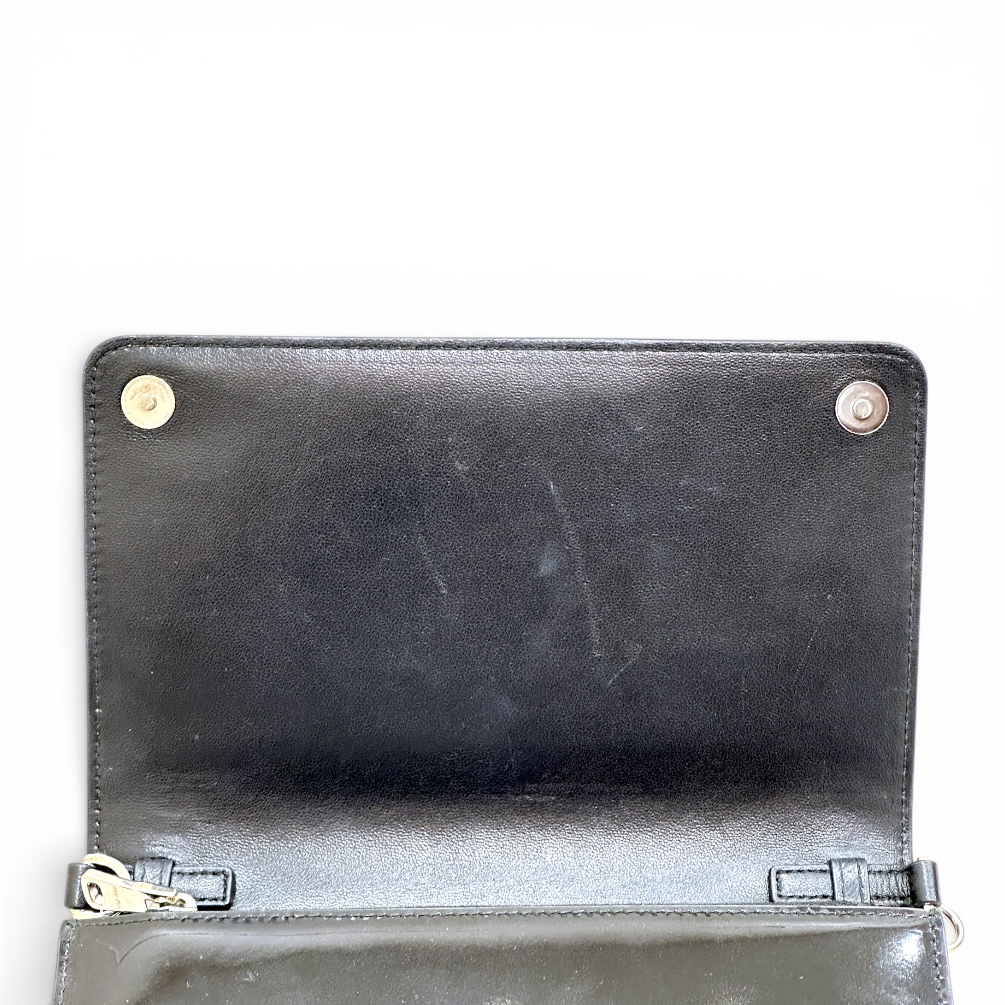 Miu Miu Chain Wallet Black Patent Leather