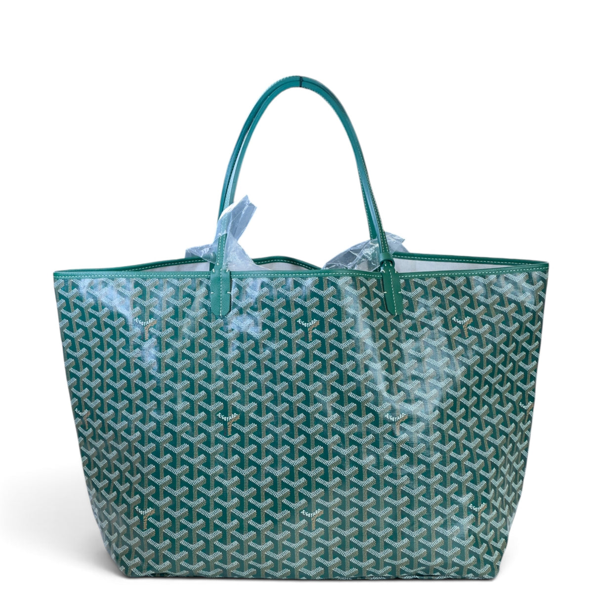 Goyard St Louis GM Green Goyardine Canvas Tote