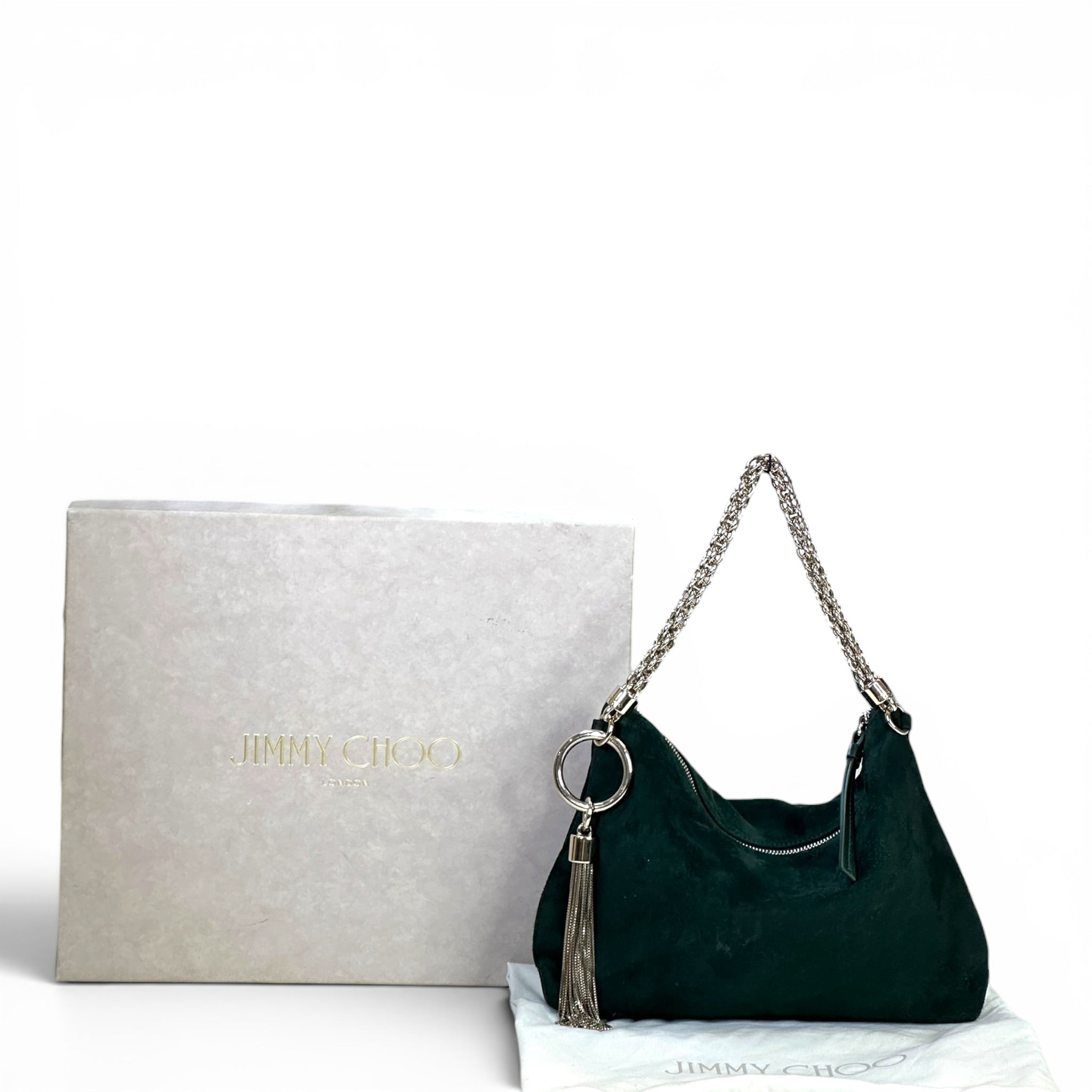 Jimmy Choo Callie Green Suede Clutch