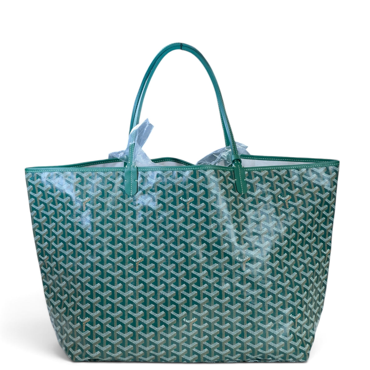 Goyard St Louis GM Green Goyardine Canvas Tote