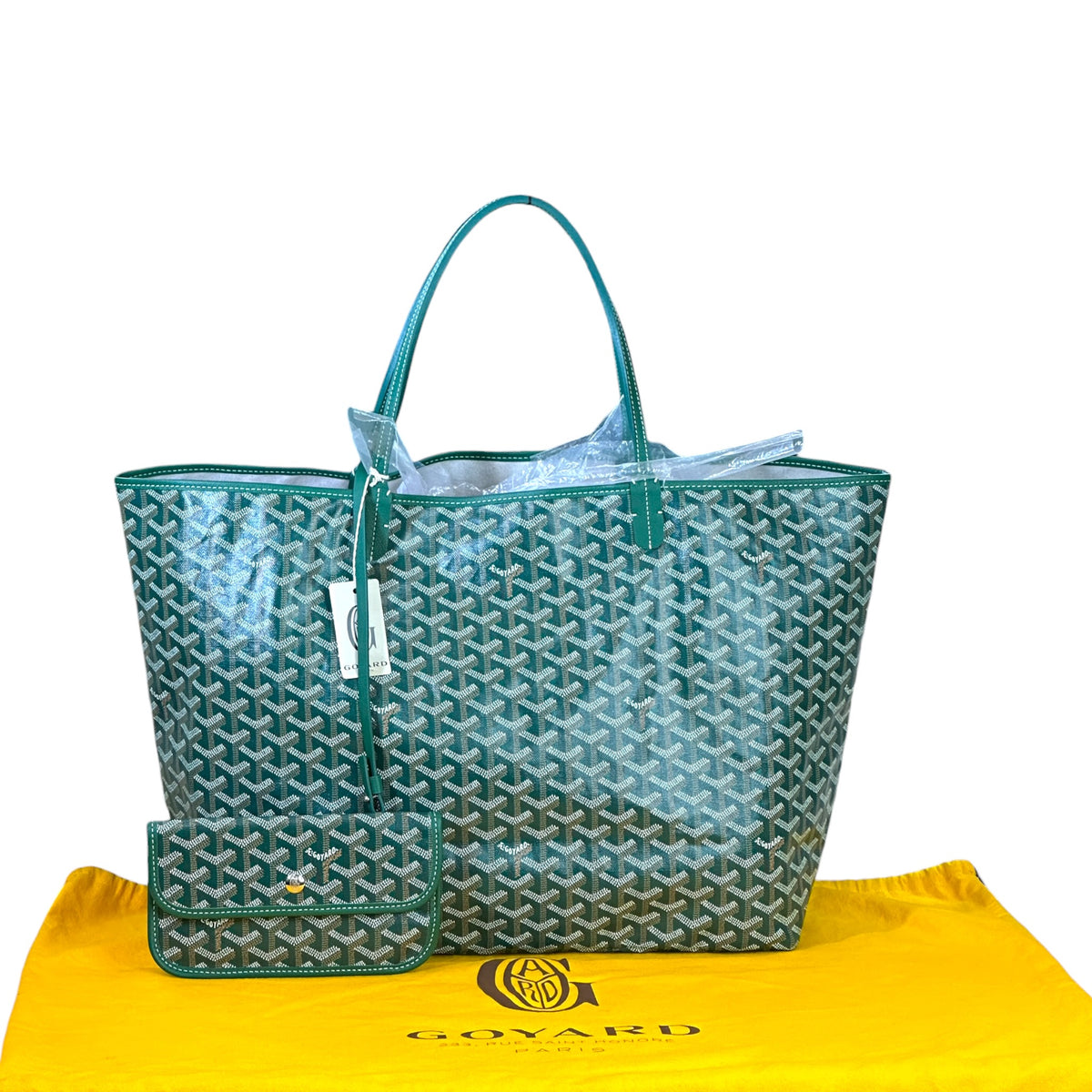 Goyard St Louis GM Green Goyardine Canvas Tote