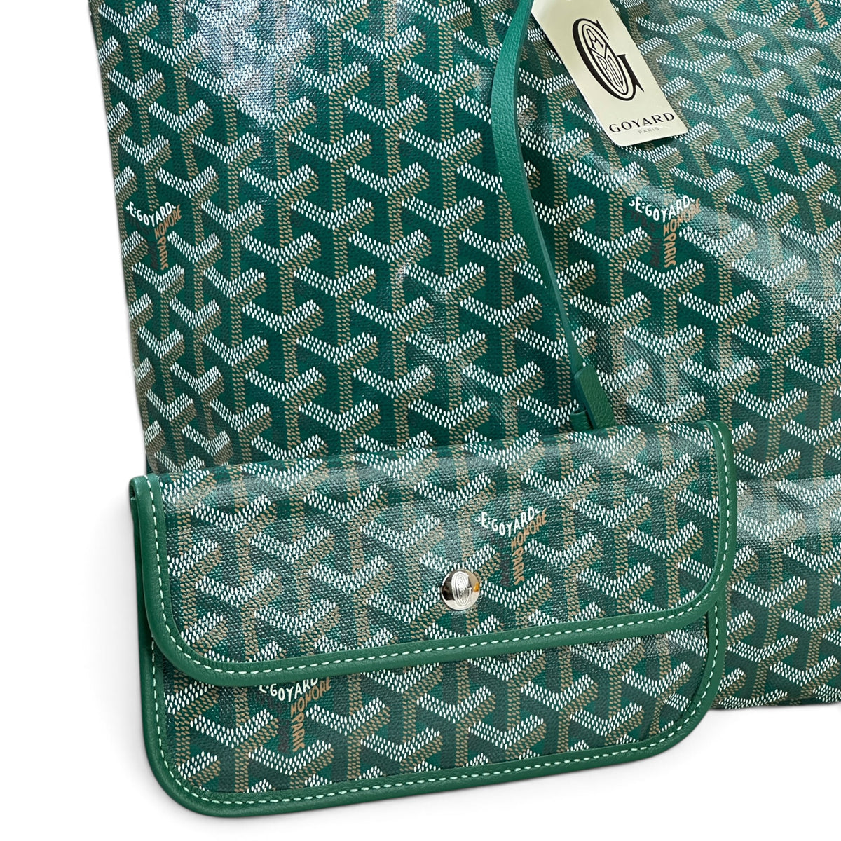 Goyard St Louis GM Green Goyardine Canvas Tote