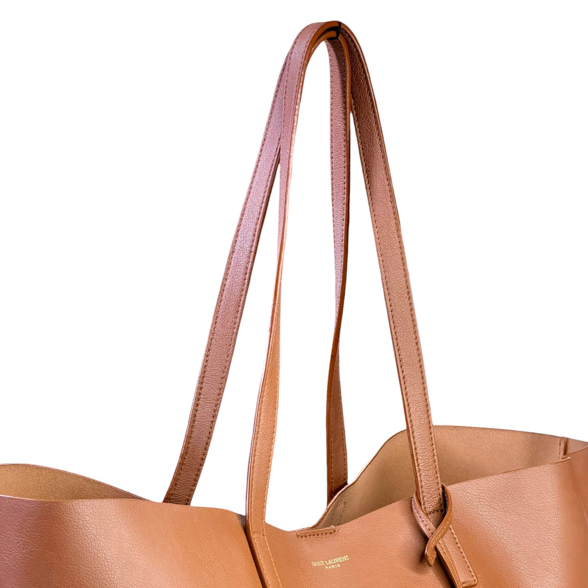 Saint Laurent East/West Shopping Large tan leather Tote