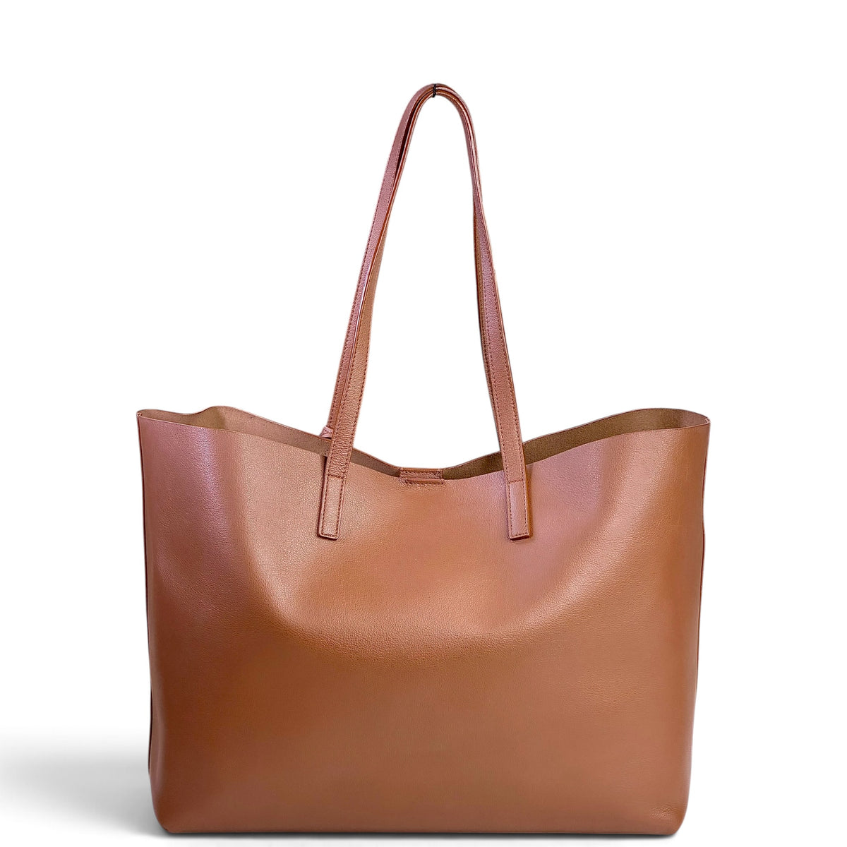 Saint Laurent East/West Shopping Large tan leather Tote