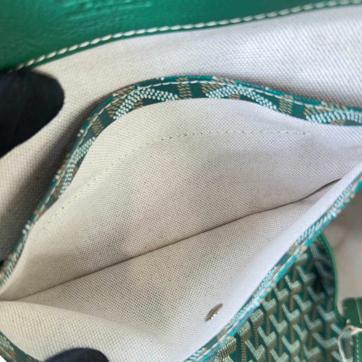 Goyard St Louis GM Green Goyardine Canvas Tote