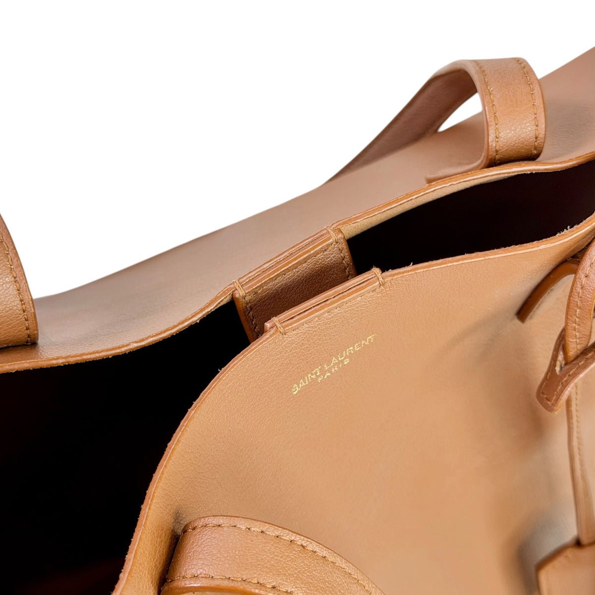 Saint Laurent East/West Shopping Large tan leather Tote