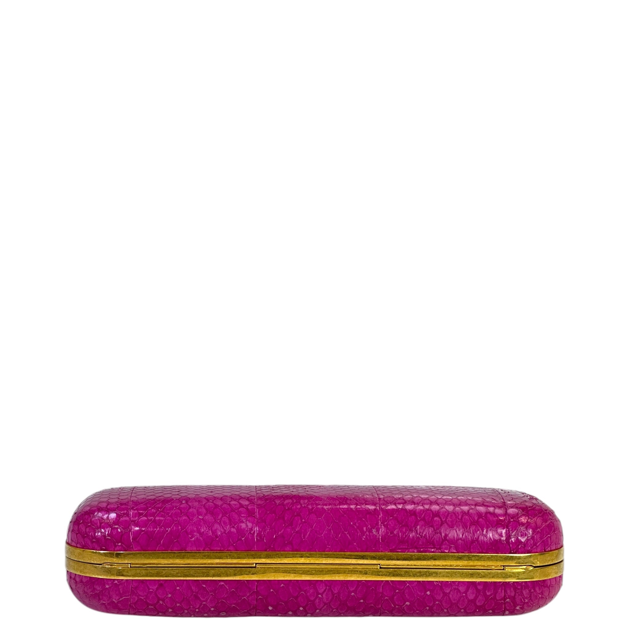 Alexander McQueen Knuckle Box Clutch Pink Snakeskin Leather