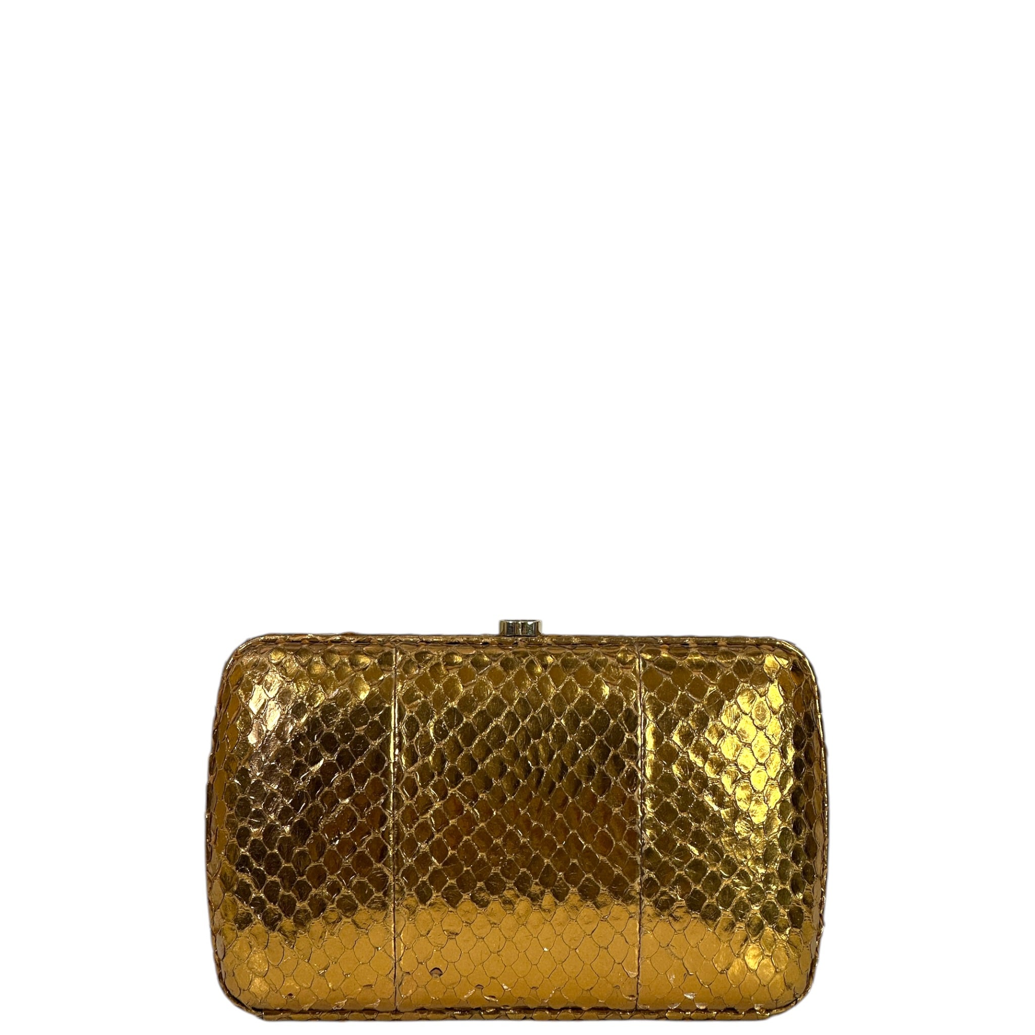 Gucci Minaudière Clutch Gold Water-Snakeskin