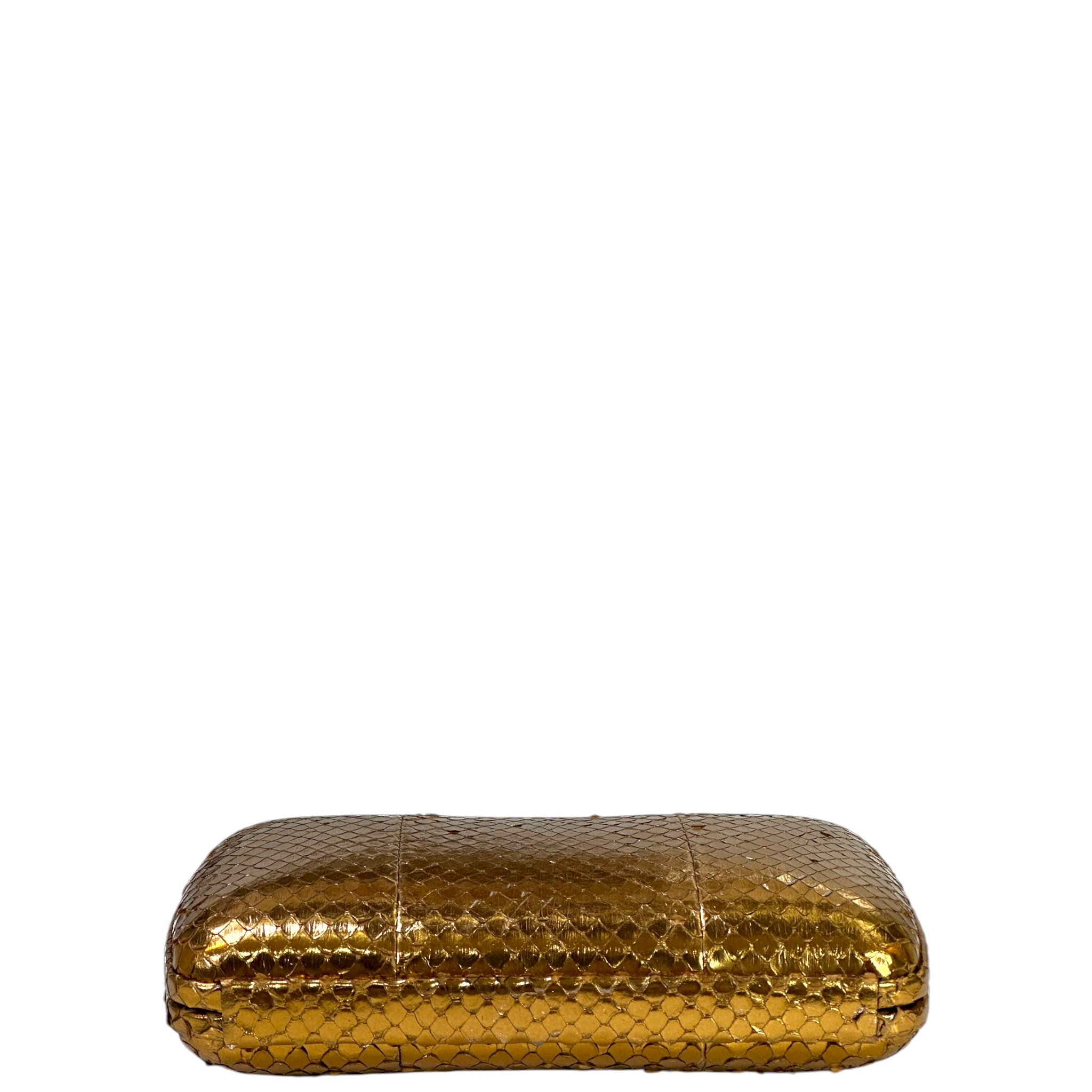 Gucci Minaudière Clutch Gold Water-Snakeskin