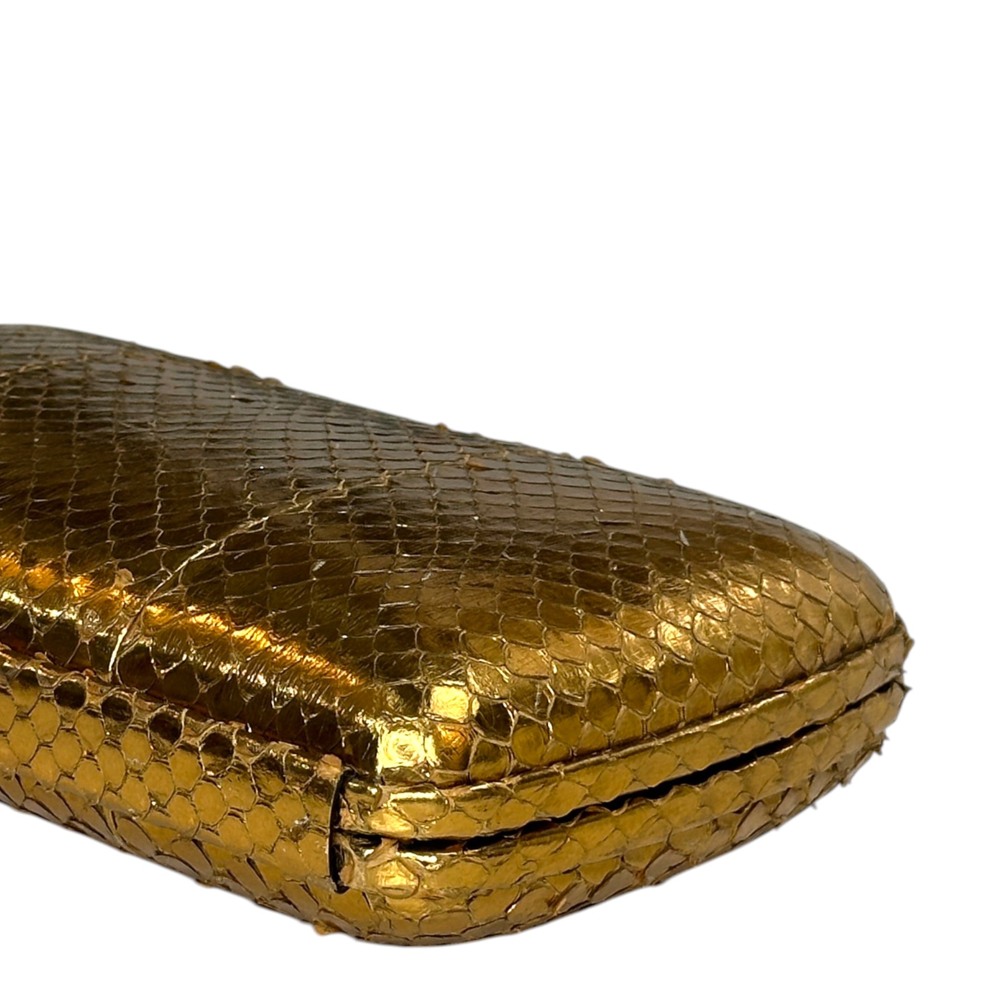 Gucci Minaudière Clutch Gold Water-Snakeskin