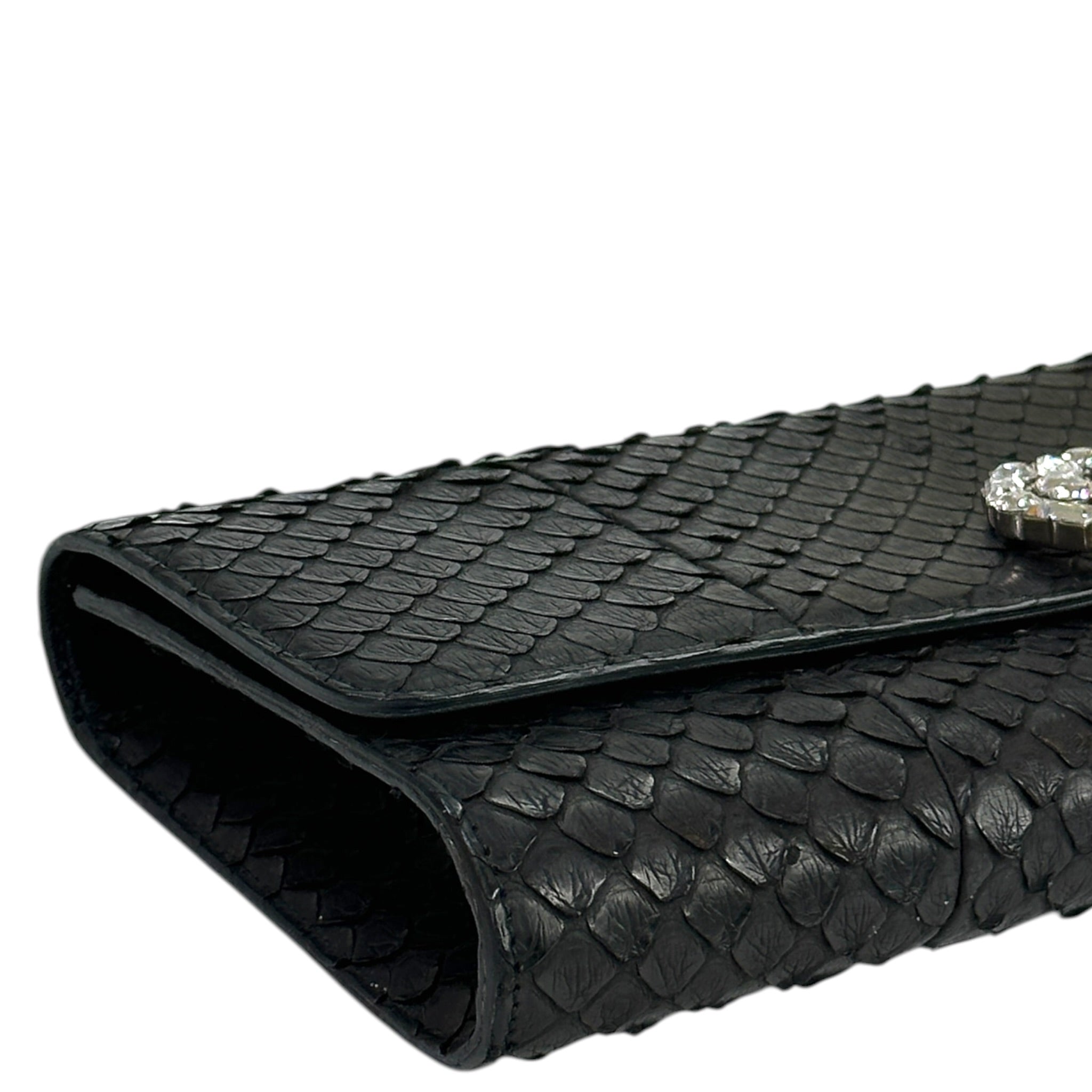 Gucci Broadway Evening Clutch Interlocking G Crystal Black Python Leather