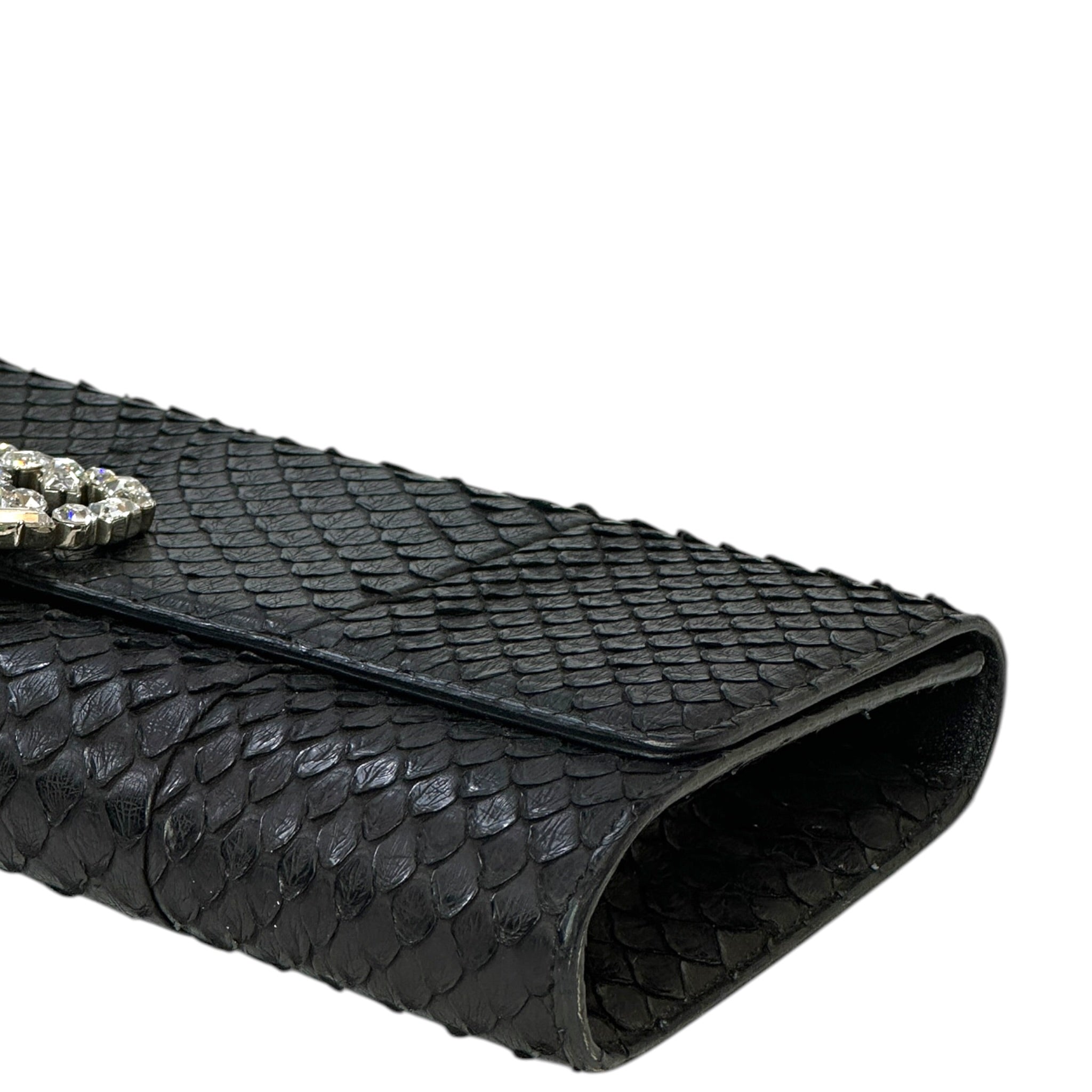 Gucci Broadway Evening Clutch Interlocking G Crystal Black Python Leather