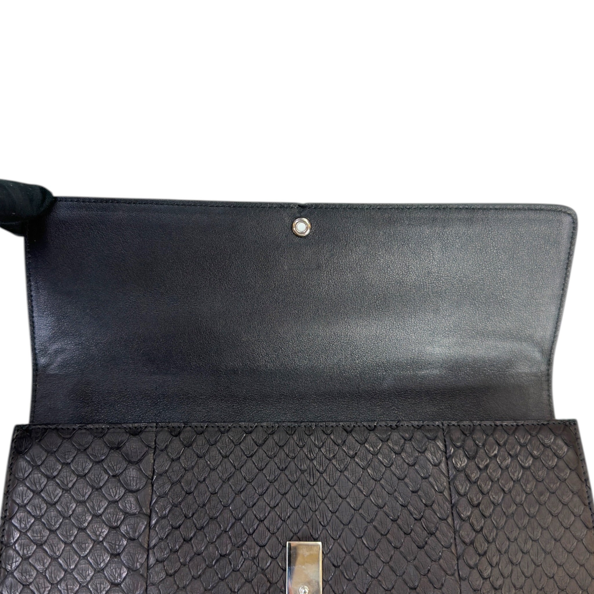 Gucci Broadway Evening Clutch Interlocking G Crystal Black Python Leather