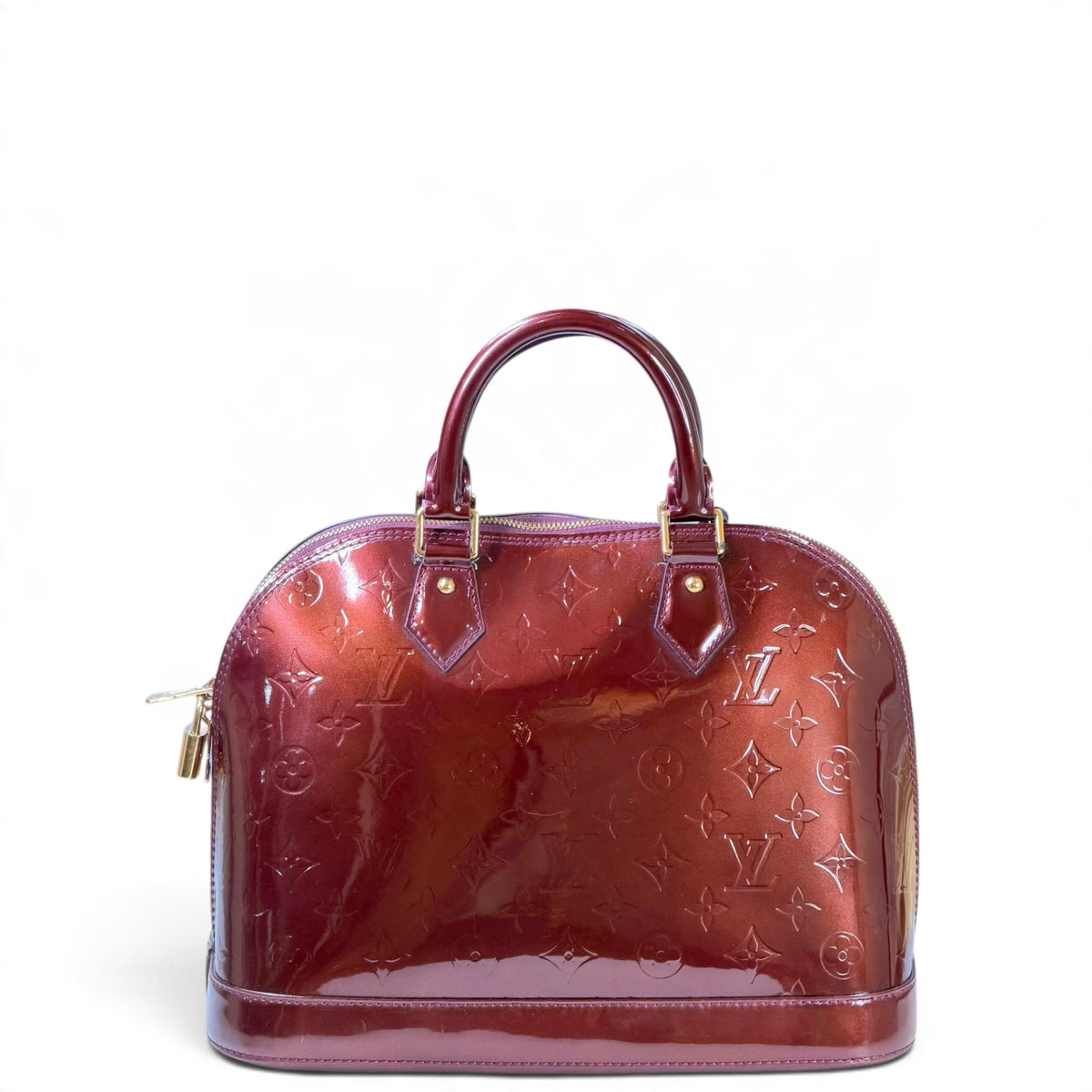 louis vuitton alma PM burgundy  patent leather handbag