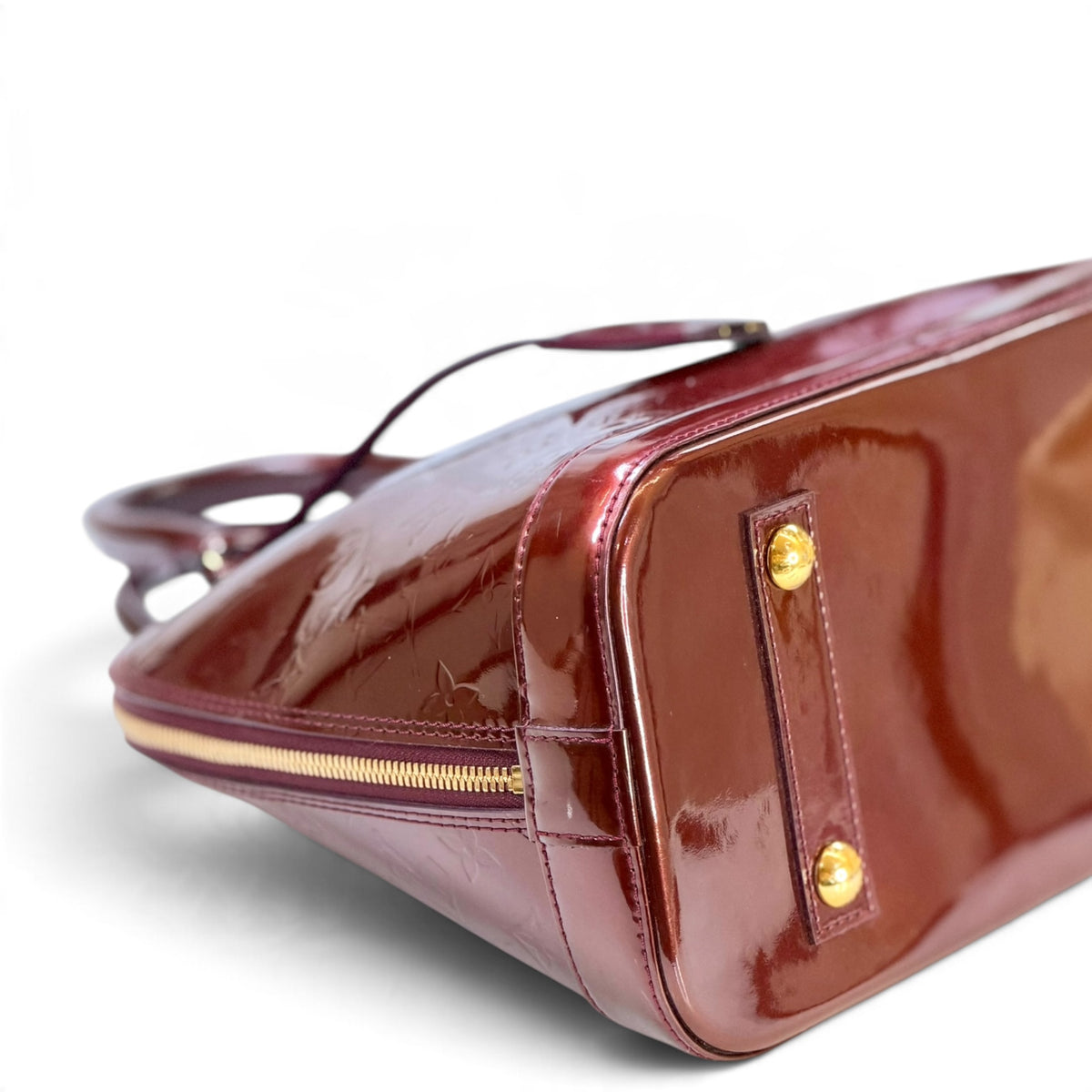 louis vuitton alma PM burgundy  patent leather handbag
