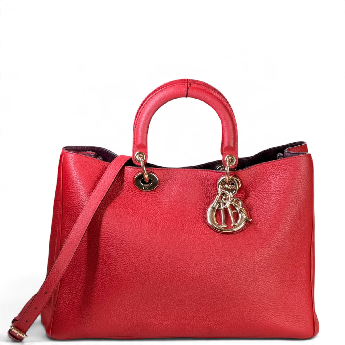 Christian Dior  Diorissimo Large Red Calf skin leather tote
