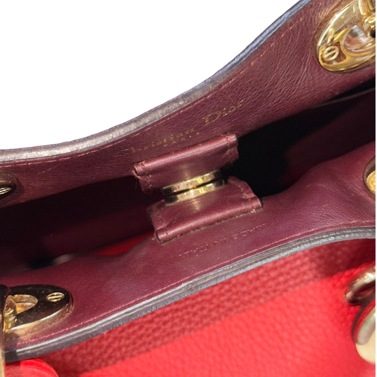Christian Dior  Diorissimo Large Red Calf skin leather tote