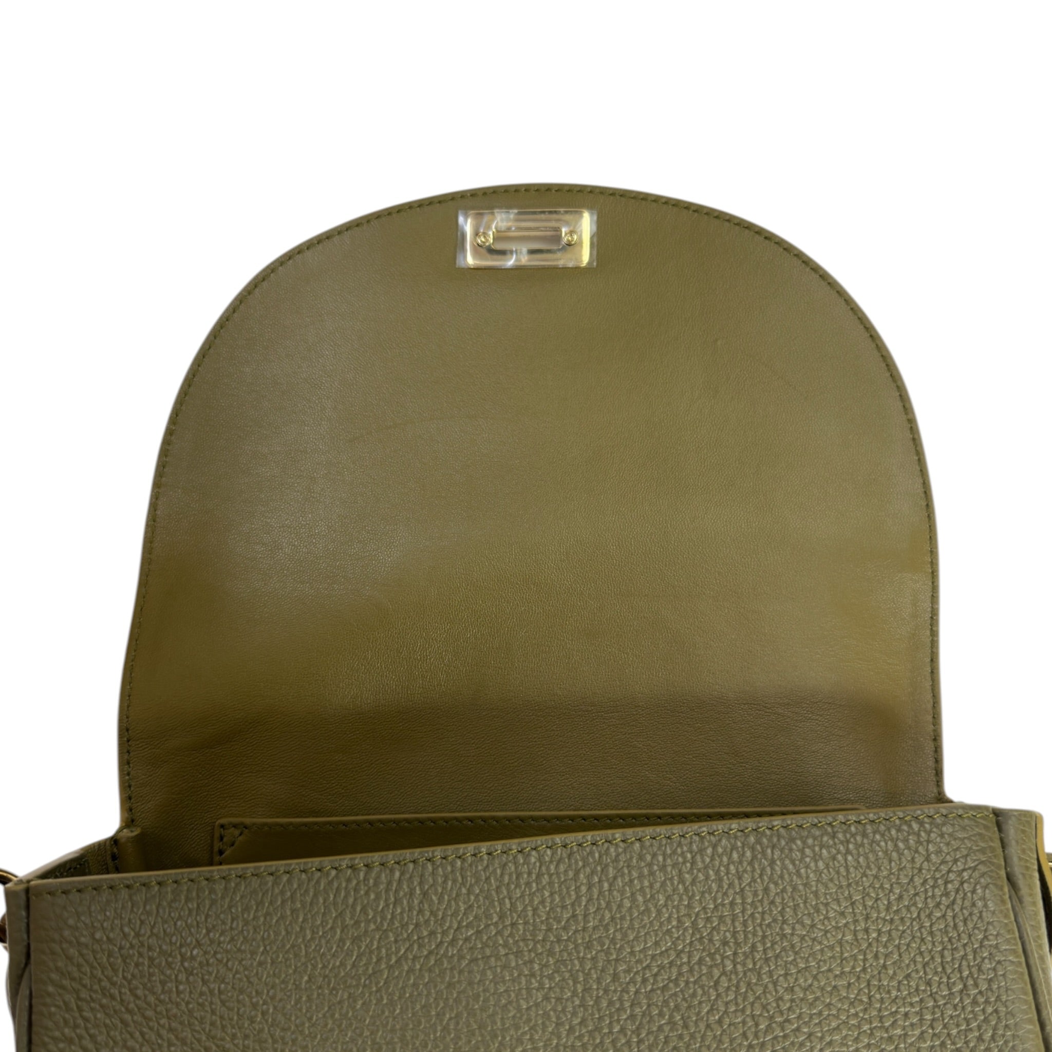 Salvatore Ferragamo Gancini Buckle Crossbody Bag Olive Green Pebbled Calfskin