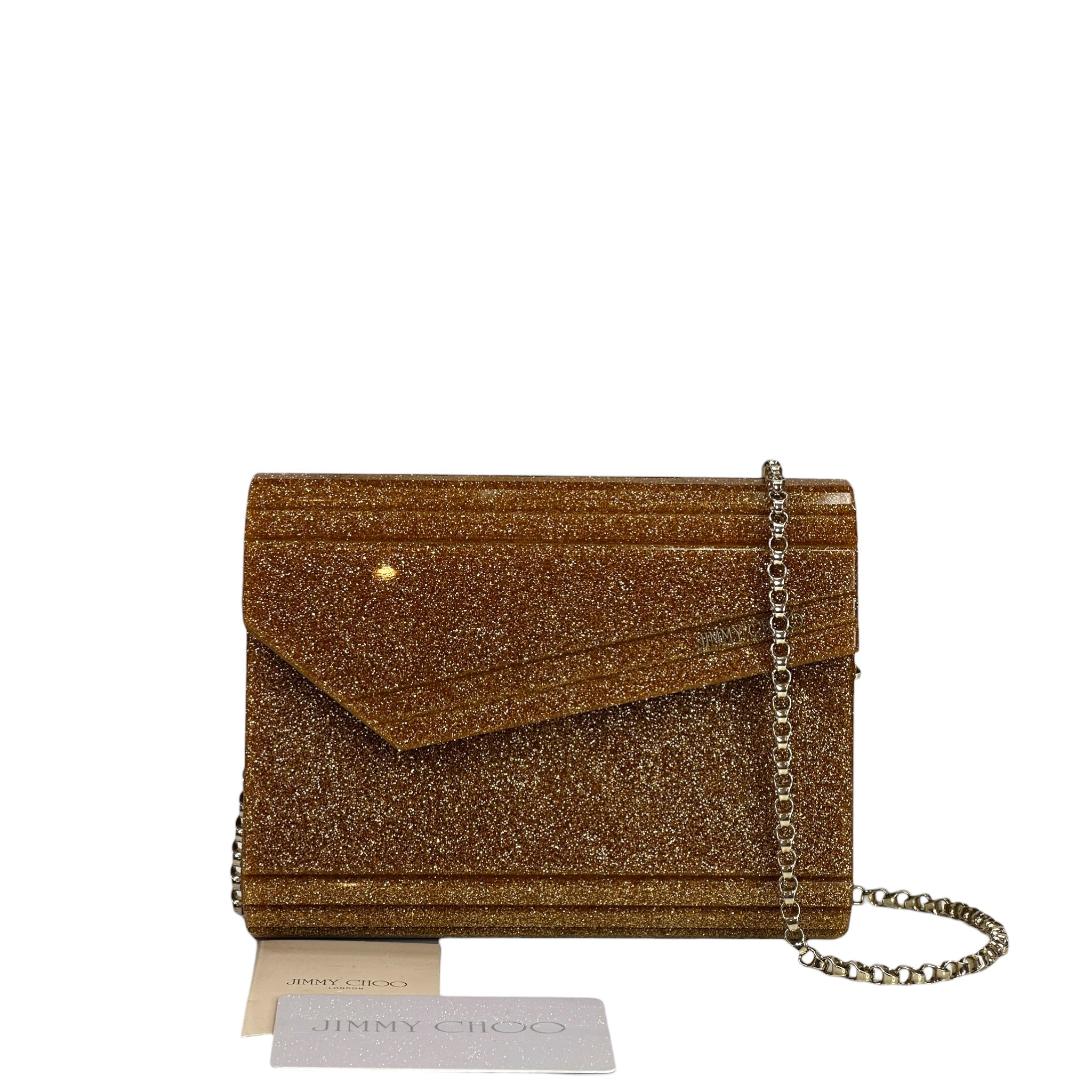 Jimmy Choo Candy Clutch Brown/gold Coarse Glitter Acrylic
