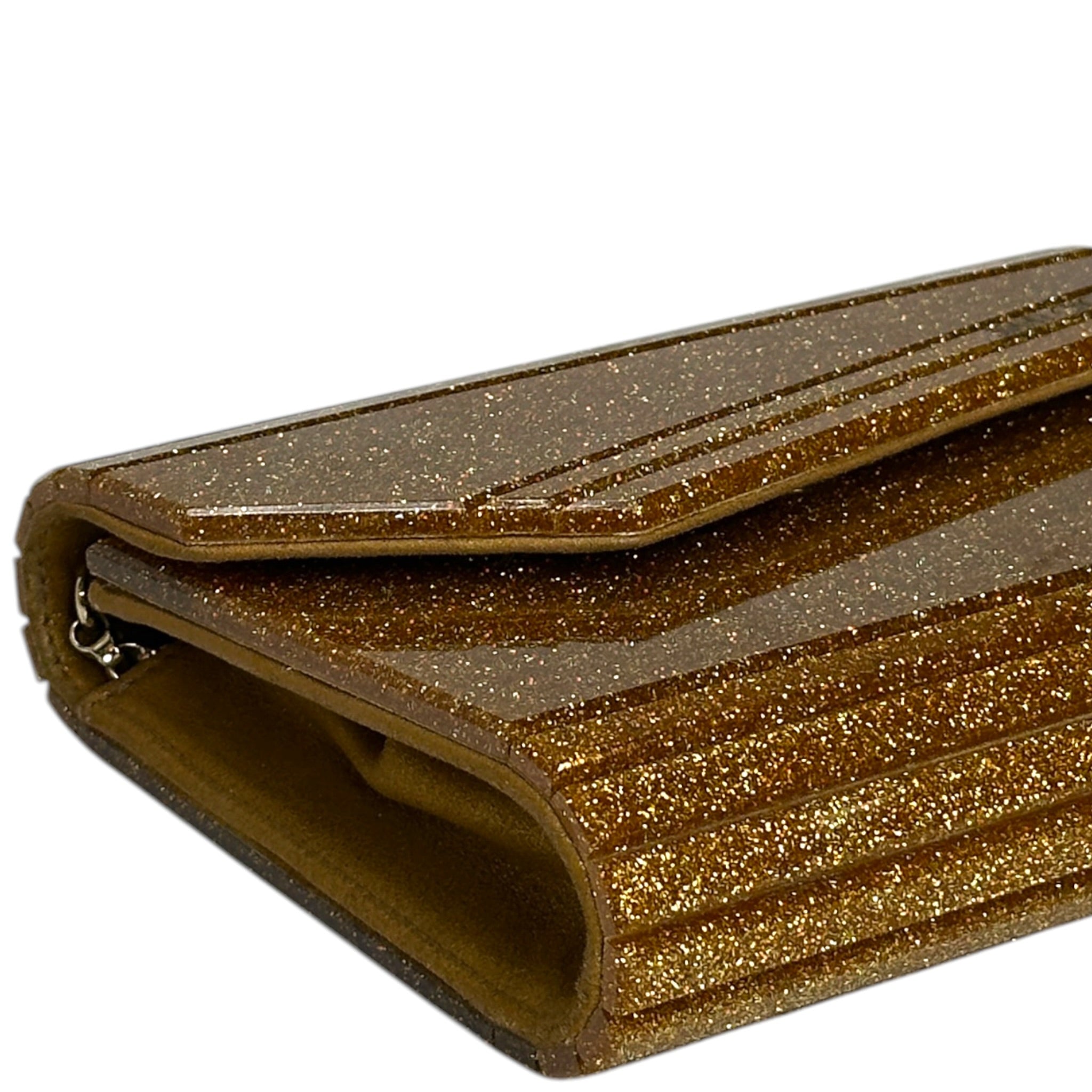 Jimmy Choo Candy Clutch Brown/gold Coarse Glitter Acrylic