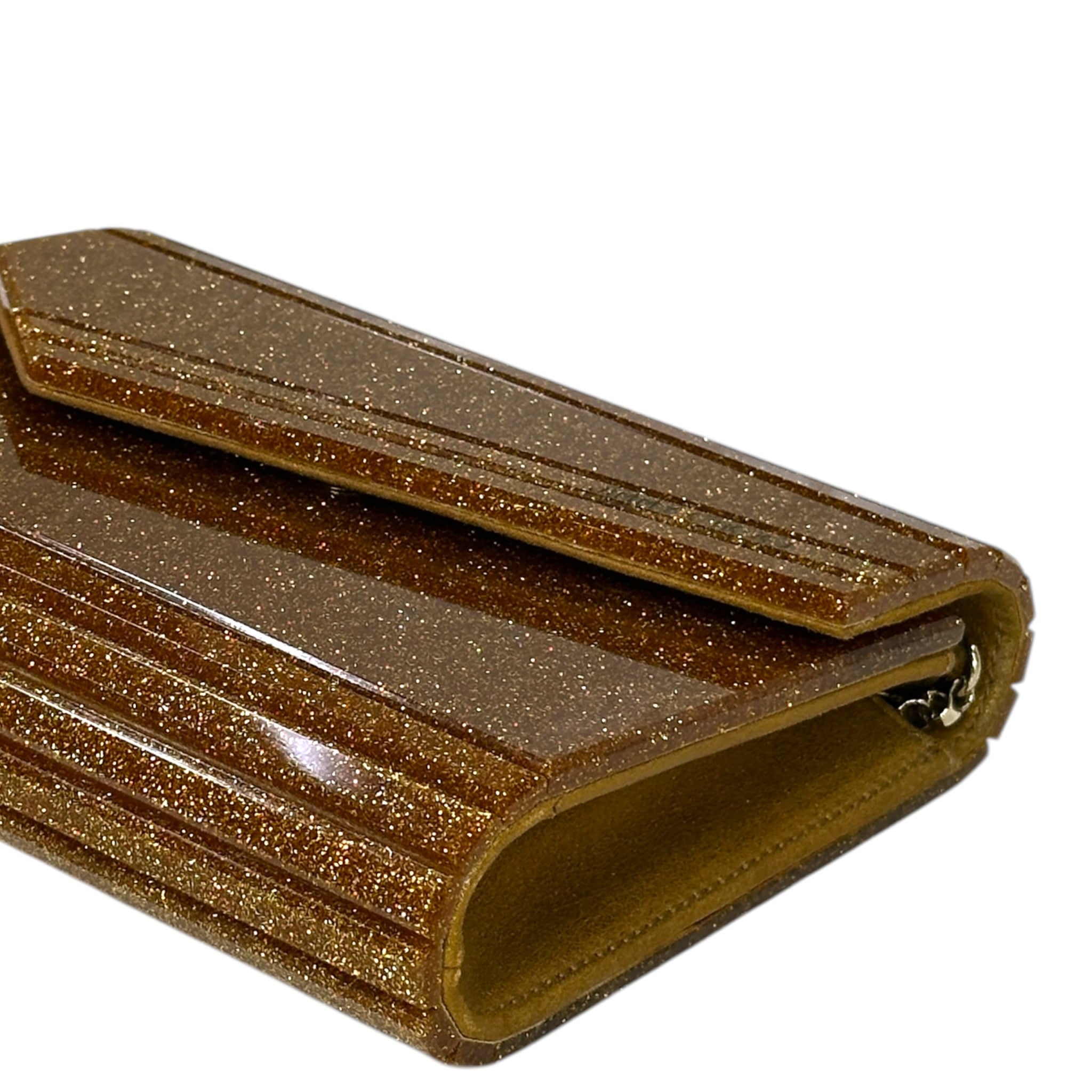 Jimmy Choo Candy Clutch Brown/gold Coarse Glitter Acrylic