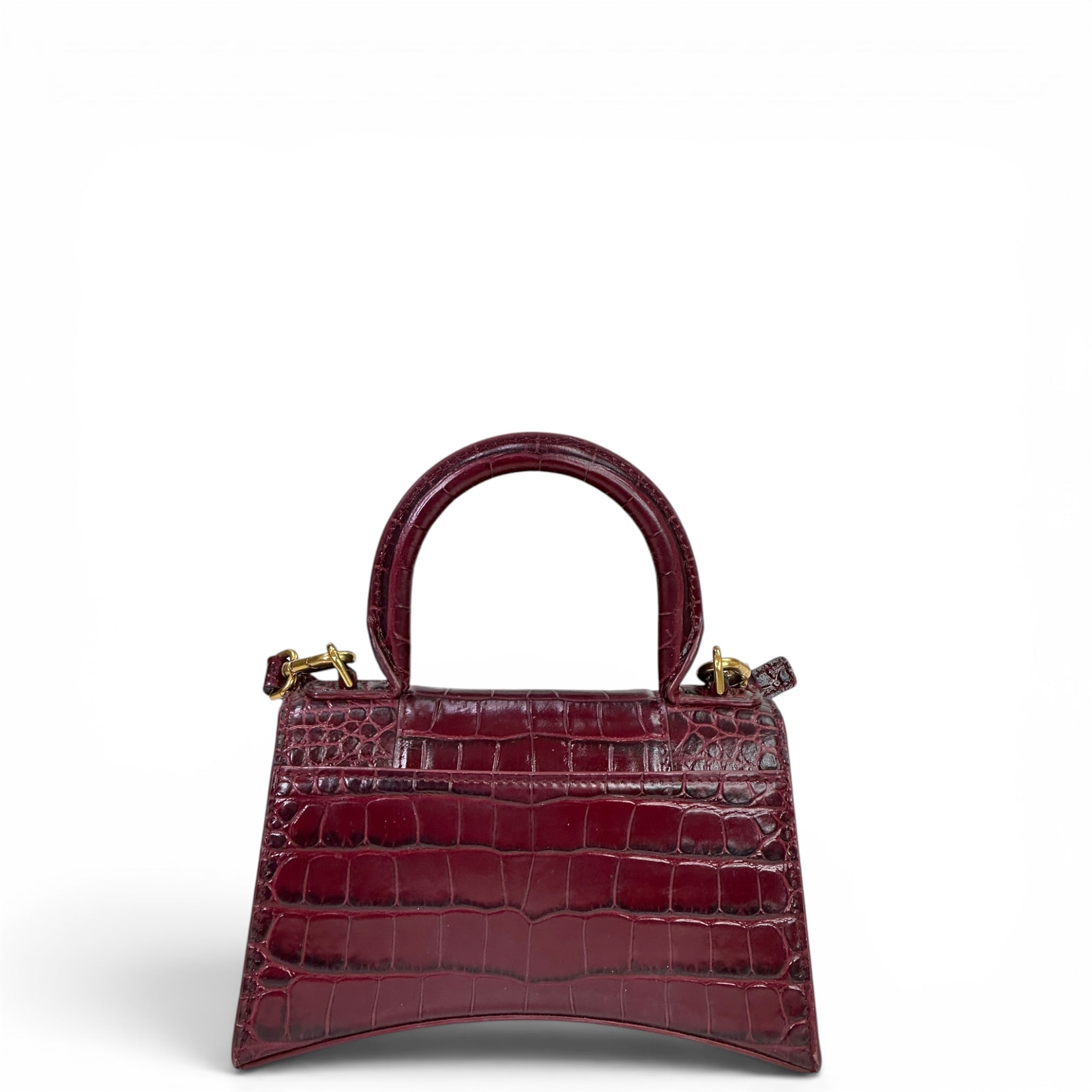 Balenciaga Hourglass Bag Croc-Embossed Calfskin