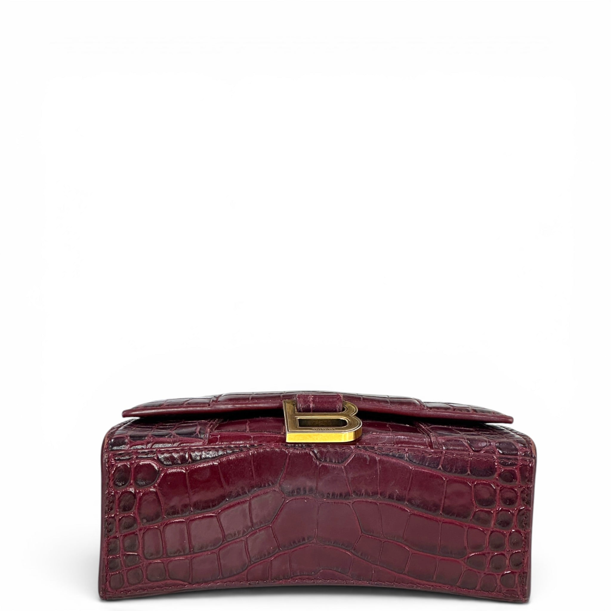 Balenciaga Hourglass Bag Croc-Embossed Calfskin
