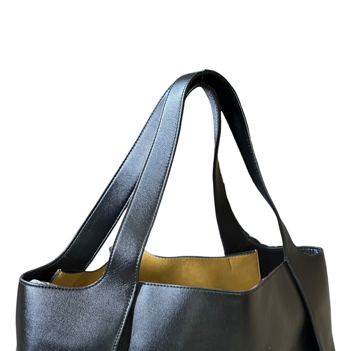 Stella Mccartney Stella Logo Black Leather Large Shoulder Tote Bag