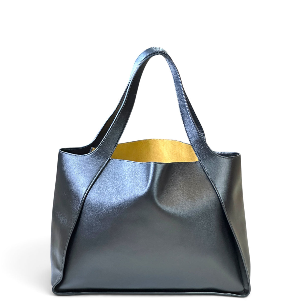 Stella Mccartney Stella Logo Black Leather Large Shoulder Tote Bag