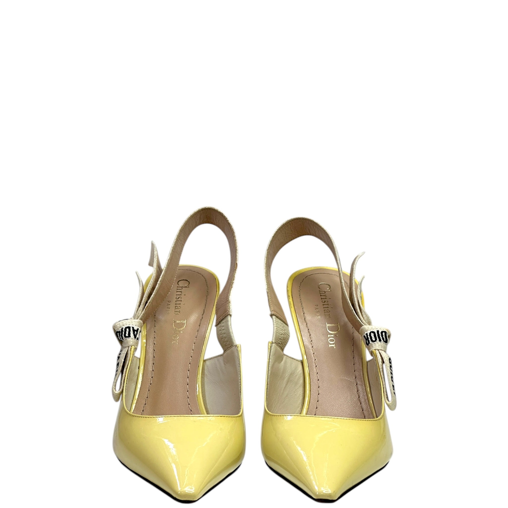 Dior J'Adior Slingback Pumps cream patent calfskin Size EU 37