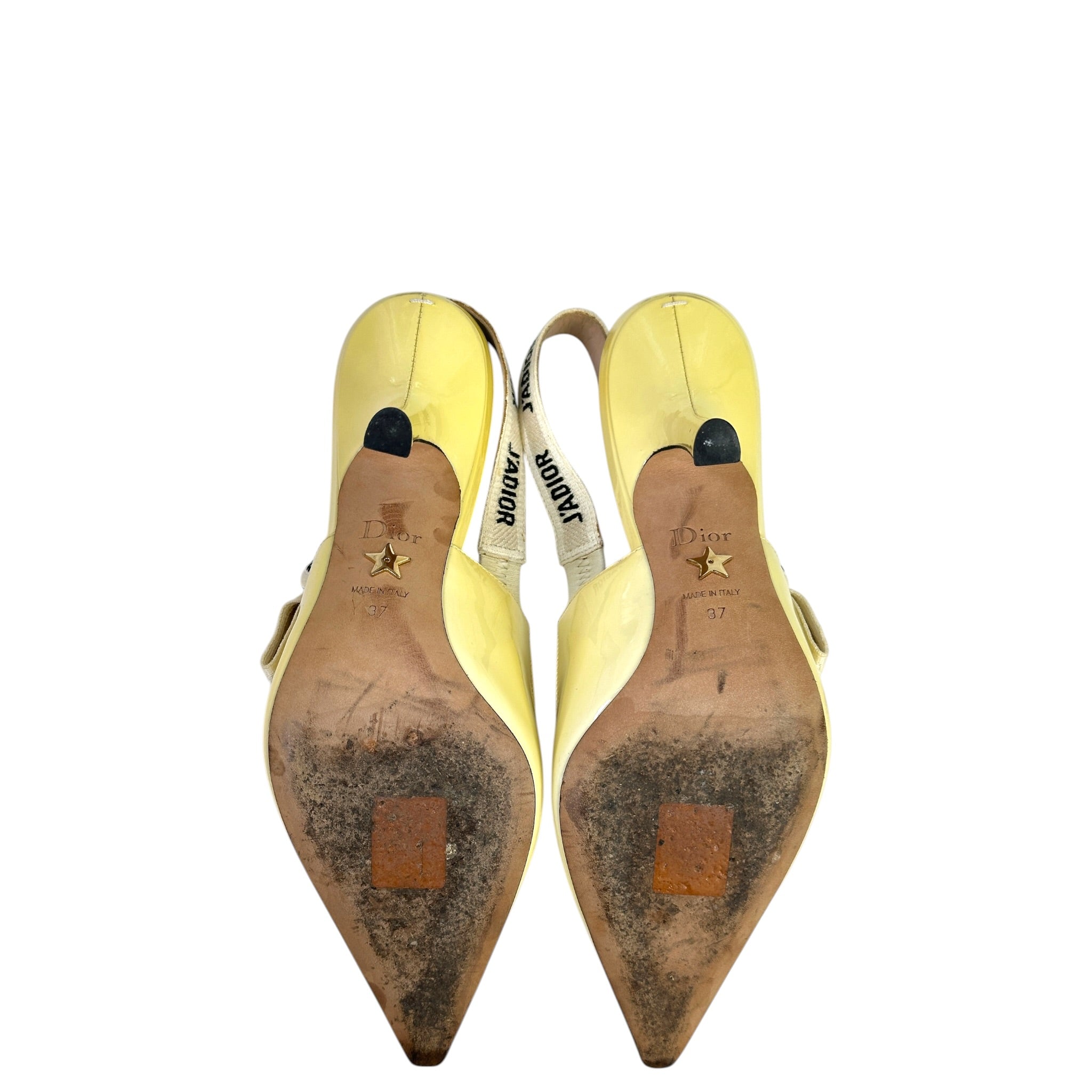 Dior J'Adior Slingback Pumps cream patent calfskin Size EU 37